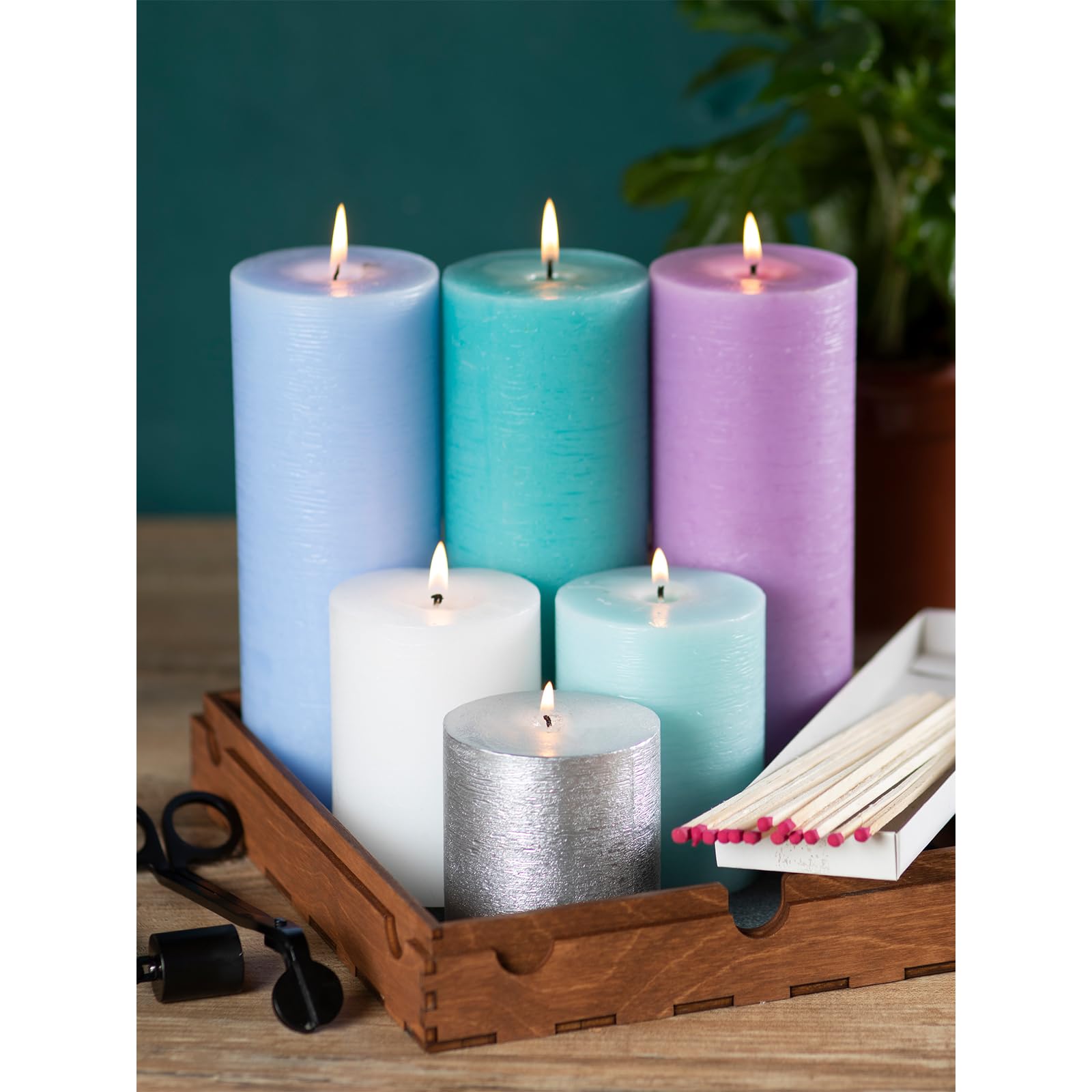 CANDWAX 3-Piece Unscented White Pillar Candles Set (3