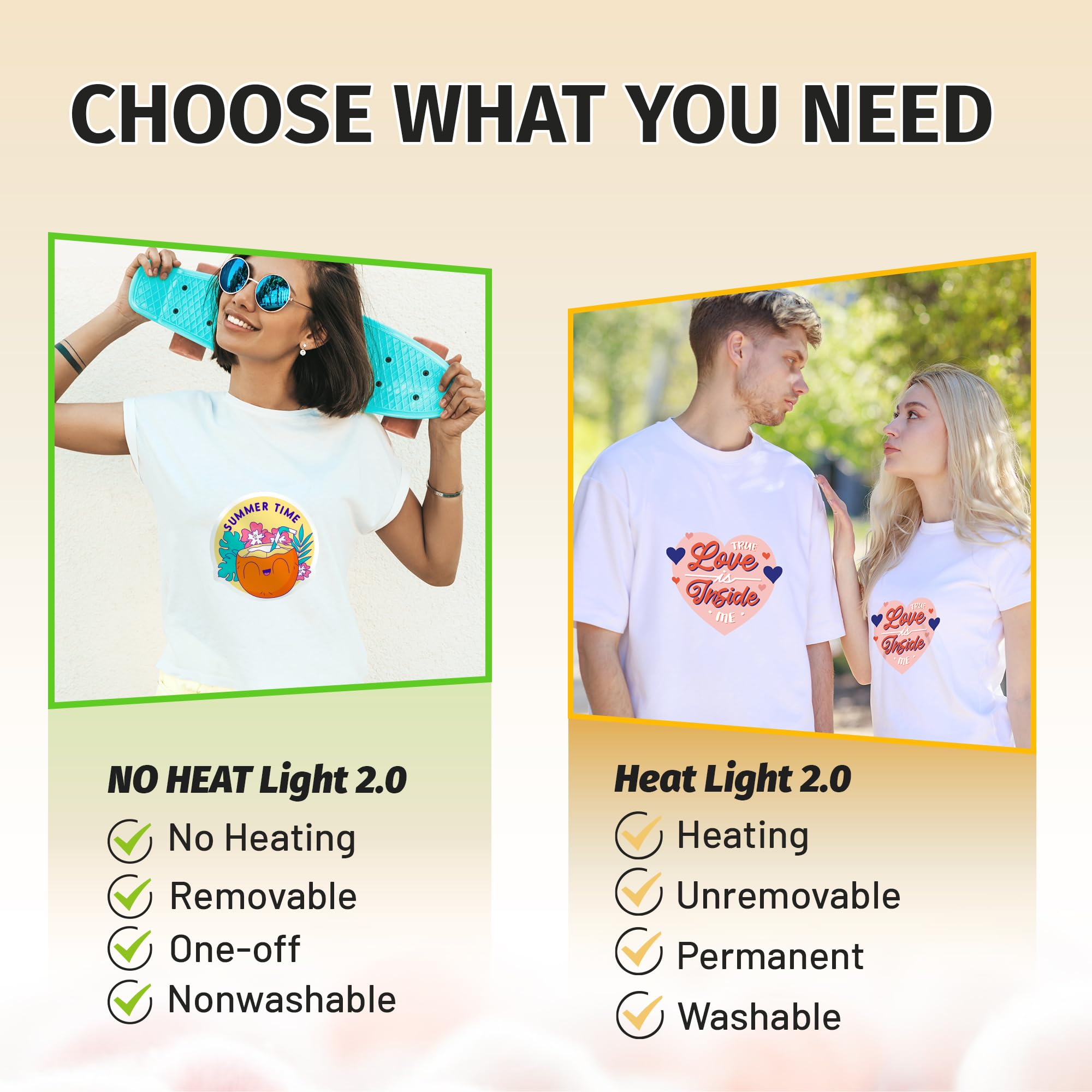 TransOurDream No Heat Transfer Paper for T-Shirts & Iron On Transfer Paper for Light Fabric (20 Sheets, 8.5x11