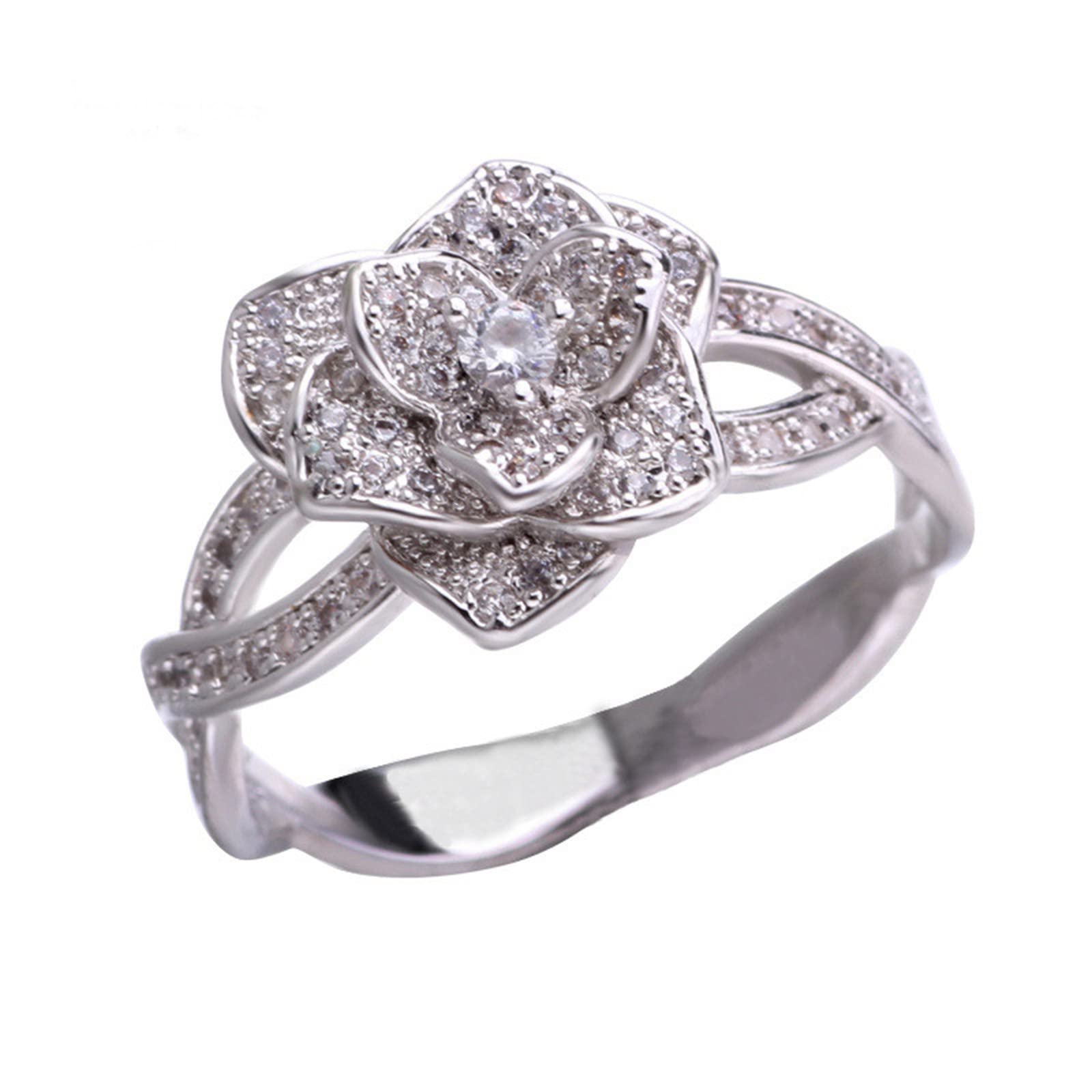 Fashion Rings for Women Size 9 - Sterling Silver Round Diamond Ring Band for Teen Girls, Anniversary, Wedding Gift - Elegant Jewelry for Daily Wear & Special Occasions (A, 6)
