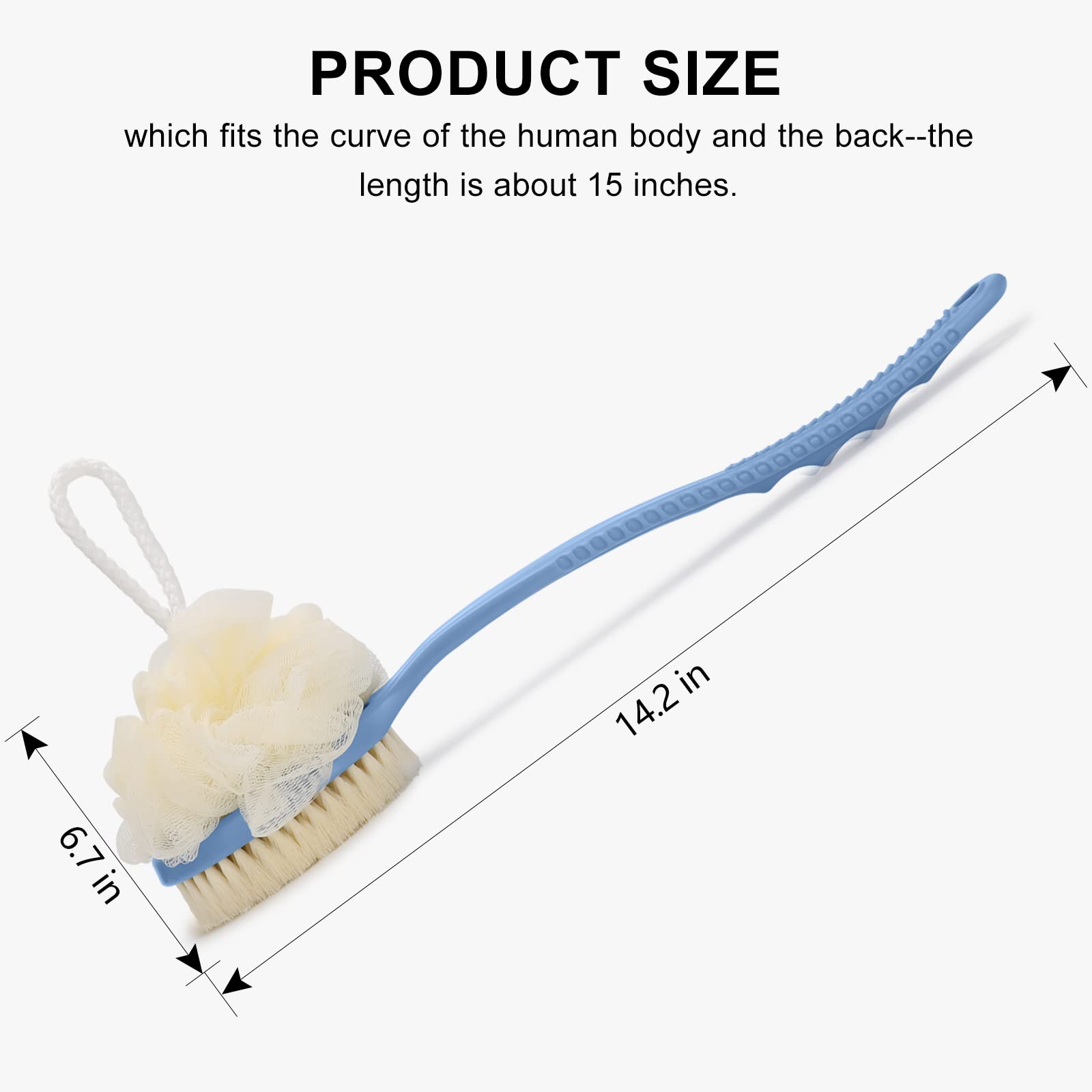 SetSail Shower Body Brush with Natural Bristles & Loofah - Long Handle Back Scrubber for Deep Exfoliation - Bath & Shower Brush for Men & Women - Perfect for Dry Brushing, Skin Renewal & Spa-Like Massage at Home