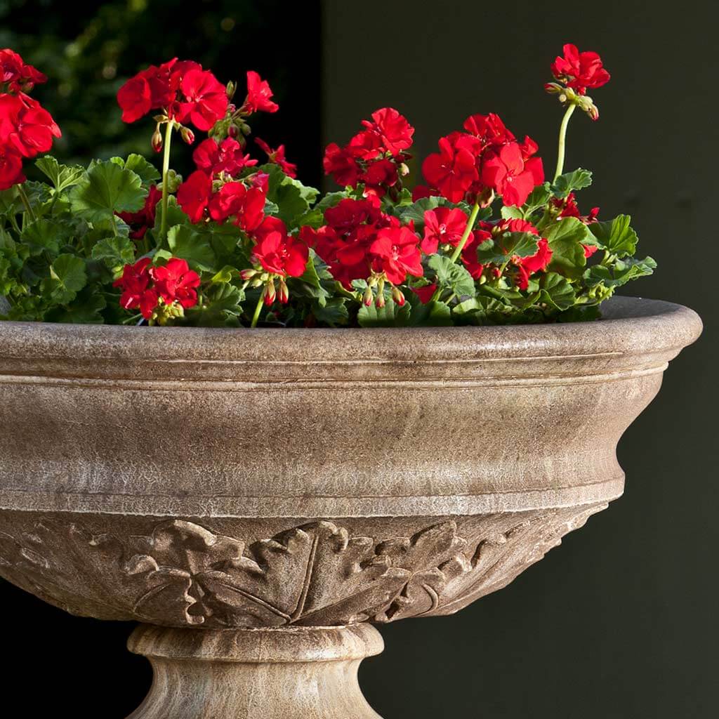 Campania International Coachhouse Urn with Pedestal - Elegant Outdoor Garden Planter for Patio, Lawn, and Cemetery Decor