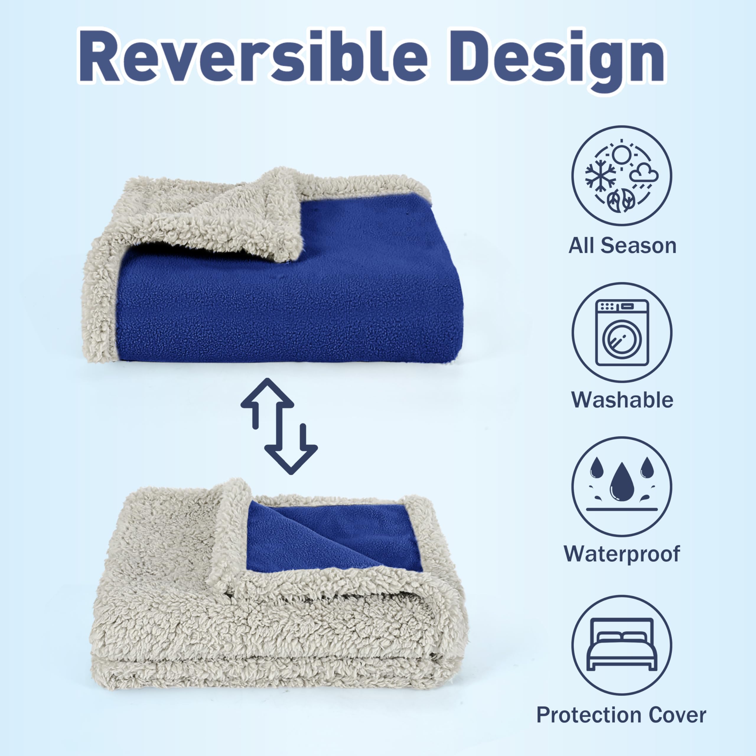 Waterproof Love Blanket for Sex - Soft & Cozy Catalonia Classy Blanket, Large 150x200cm, Marine/Taupe - Perfect for Couples, Pets & Sofa Protection
