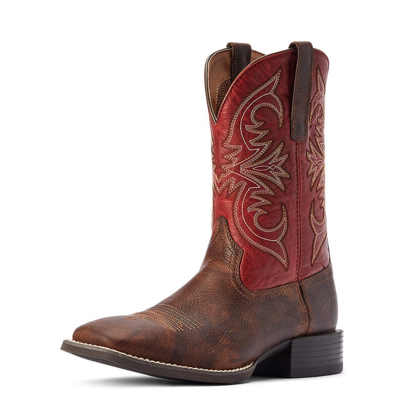 Ariat Sport Pardner Men's Western Boots - Red/Brown Cowboy Boots for Riding, Work & Casual Wear