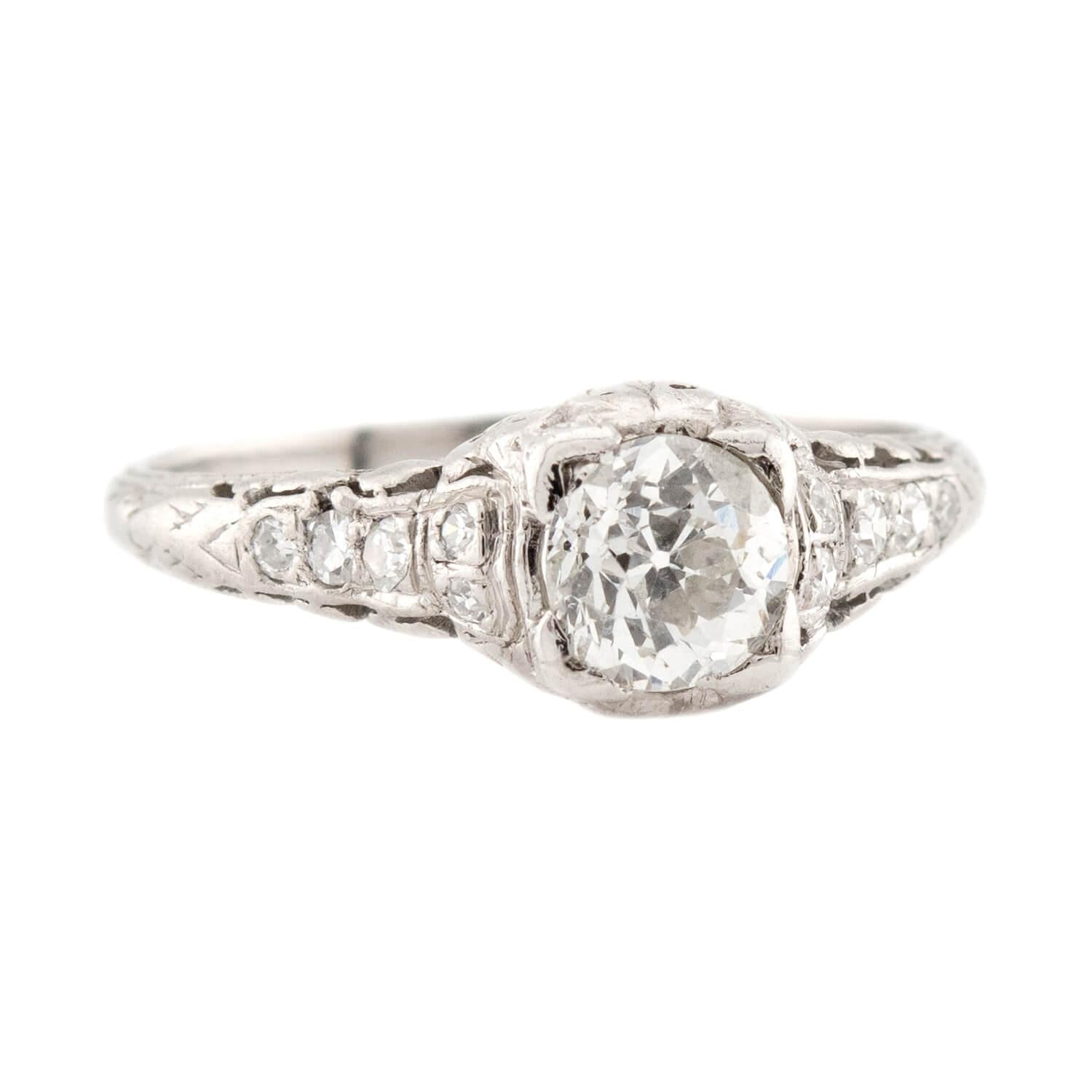 Art Deco Platinum Diamond Engagement Ring 0.66ct - Vintage Inspired Wedding Band for Women, Perfect Proposal Gift & Anniversary Jewelry