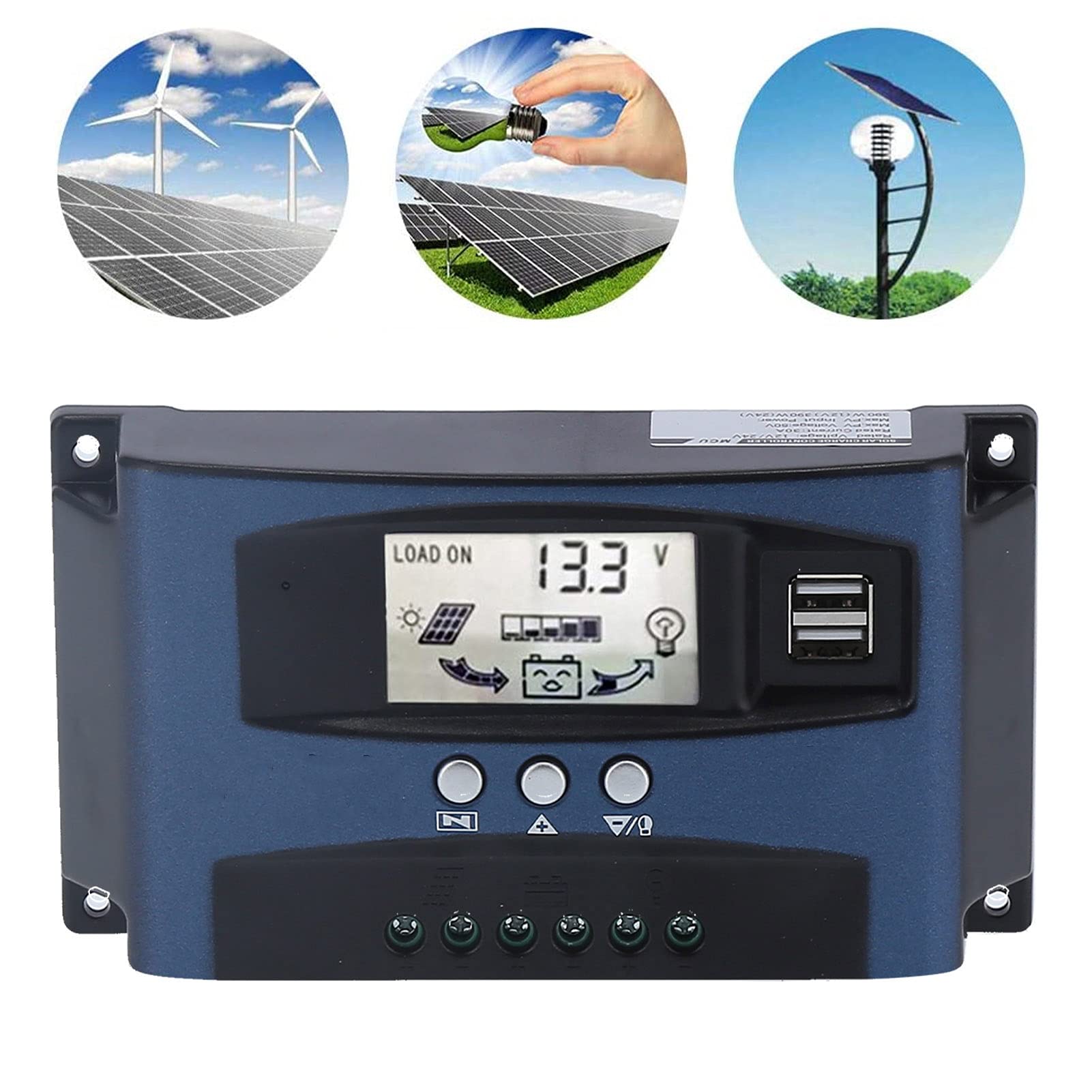 BTIHCEUOT 30A MPPT Solar Charge Controller - 12V/24V Auto-Switch, High Efficiency LCD Display with Multiple Protection for Home, Business & Industrial Use - Perfect for Solar Panels, RV, Marine & Off-Grid Systems