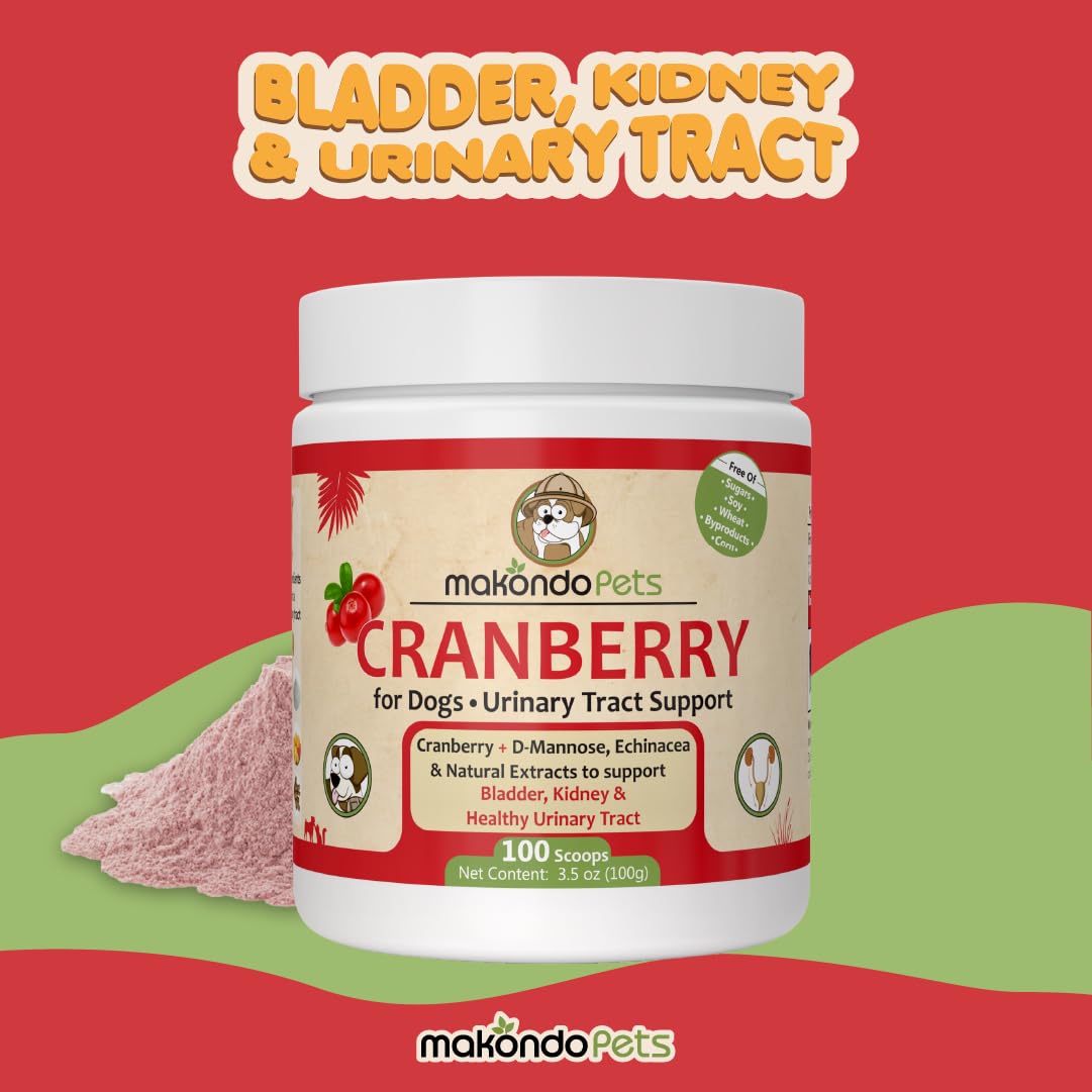 Natural Dog Cranberry Supplement Powder - UTI Treatment & Kidney Support for Dogs | Same as Cranberry Pills | Supports Urinary Tract & Bladder Health | Ideal for Puppy Supplies & Senior Dog Incontinence Care