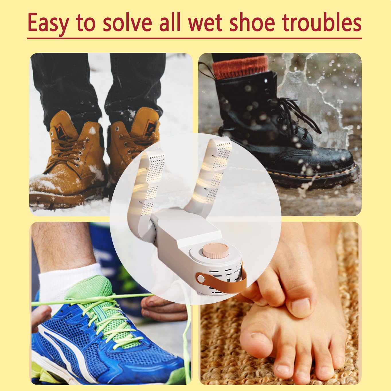 Portable Shoe Dryer & Boot Warmer with Adjustable Rack, Folding Design & Timer - Fast Drying for Shoes, Boots, Gloves, Socks, Hats - Perfect for Skiing, Hiking, Camping & Winter Sports