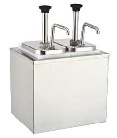 Stainless Steel Dual-Head Condiment Pump Sauce Dispenser - 3L/101oz for Ketchup, Mustard & Syrup - Perfect for Restaurants, Diners & Home Kitchens