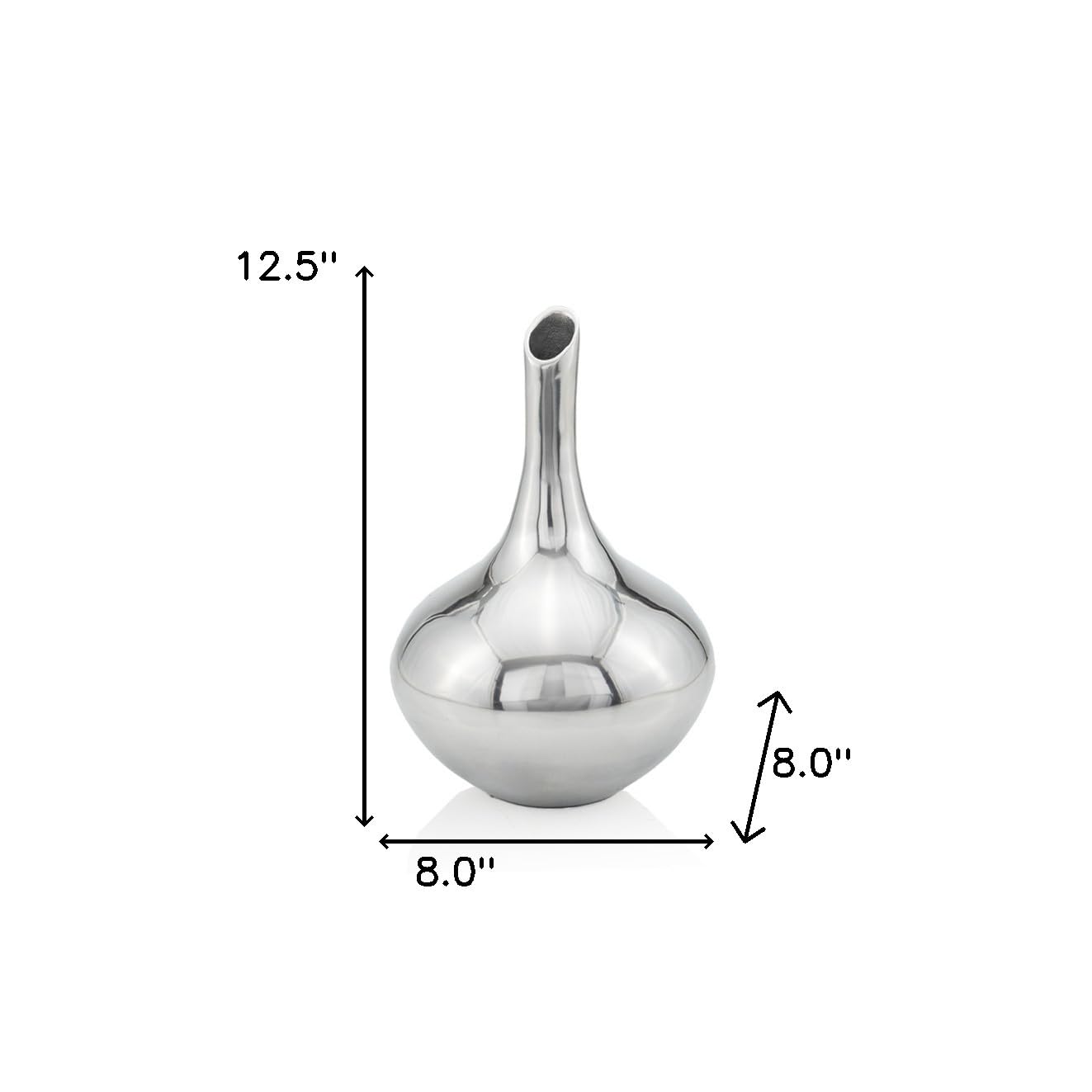 Modern Day Accents 5793 Slim Narrow Neck Silver Flower Vase - 12
