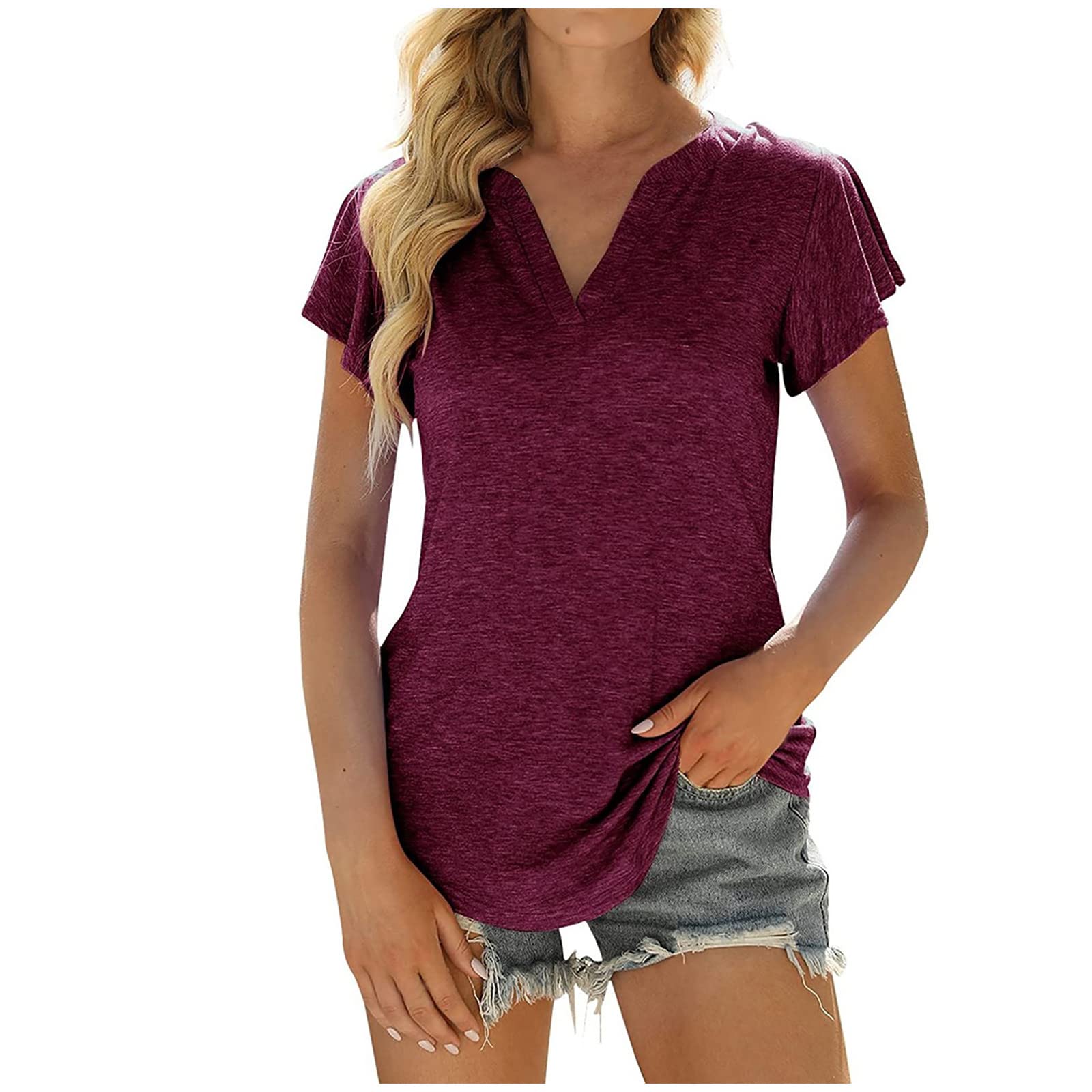 Women's V-Neck Ruffle Short Sleeve T-Shirt Tunic - Summer Casual Loose Blouse Top for Women | Perfect for Beach, Vacation & Everyday Wear