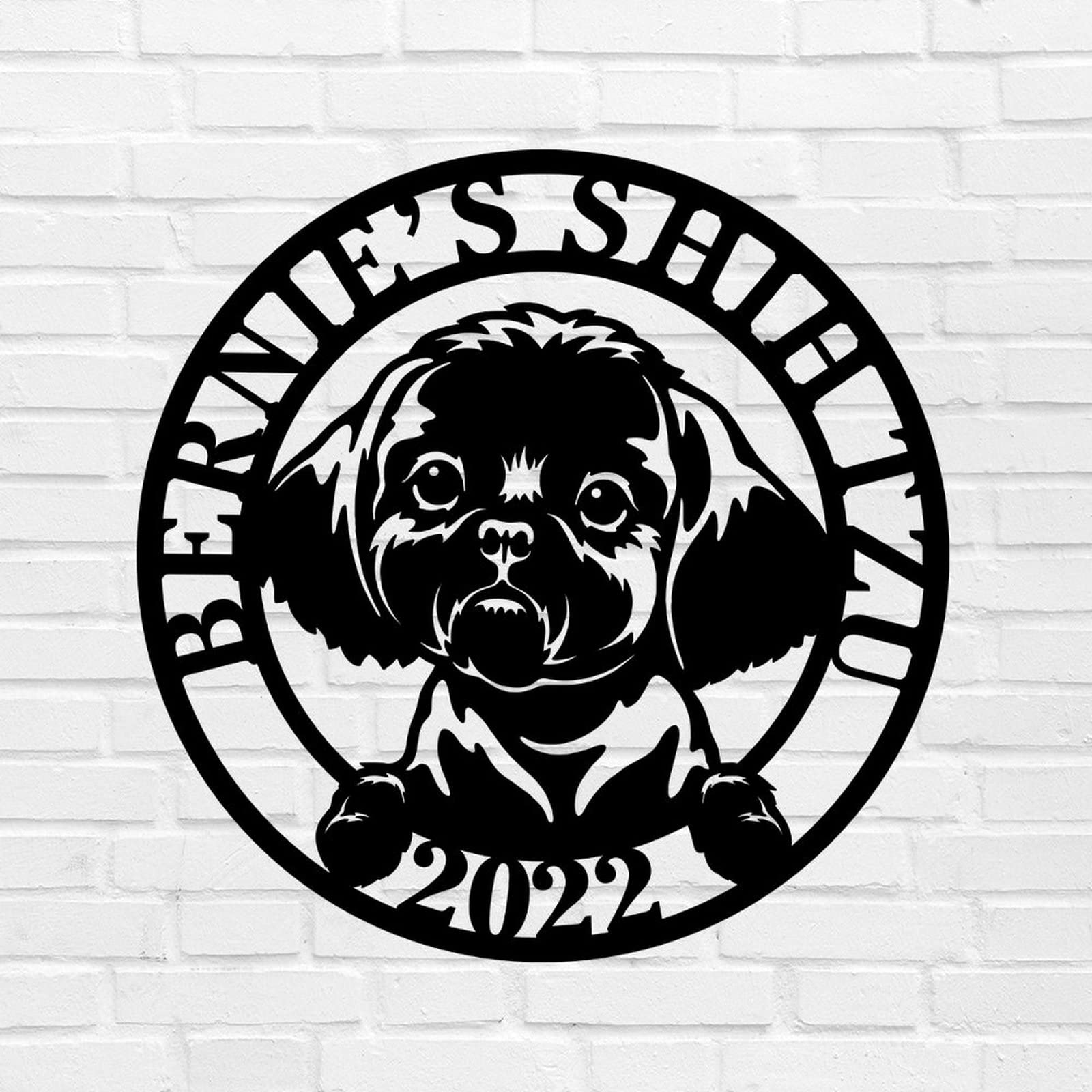 Custom Metal Dog Sign - Personalized Shih Tzu Name Wall Art | Durable Iron Cutout Decor for Office, Home & Gifts | 24 Inch Modern Country Style Pet Sign for Birthdays, Business & Wall Decor