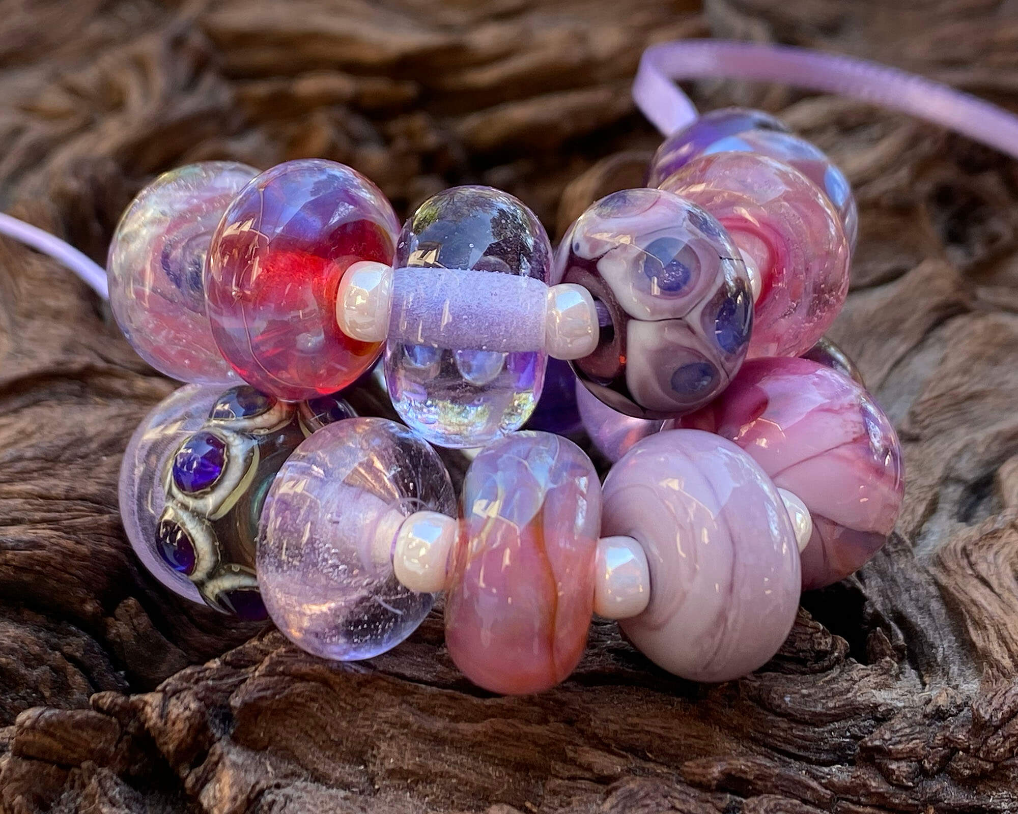 20-Piece Purple Orphan Lampwork Glass Beads Set for Jewelry Making - SRA Certified, DIY Craft Supplies for Necklaces, Bracelets & Earrings
