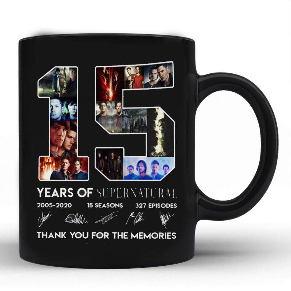 Supernatural TV Show 15th Anniversary Mug (2005-2020) - 11 oz Ceramic Coffee Cup - Perfect Gift for Supernatural Fans & Collectors - Use for Coffee, Tea or Display