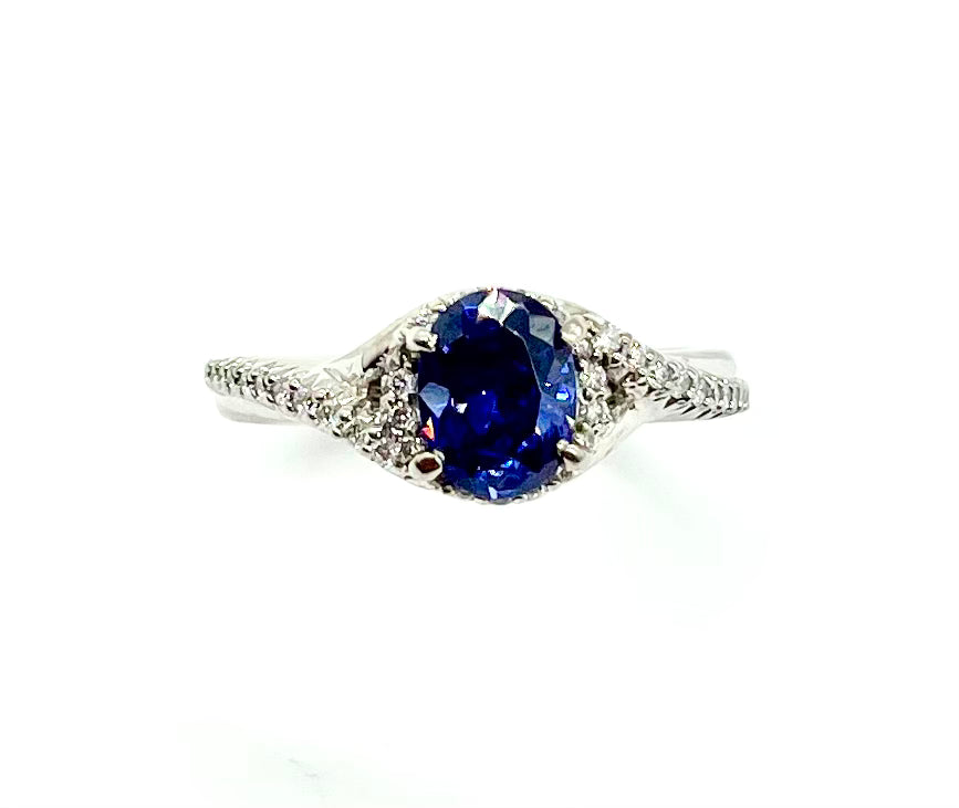 Exquisite Tanzanite and Diamond Twist Ring for Women | Elegant Blue Gemstone Jewelry Gift for Anniversary, Engagement & Special Occasions