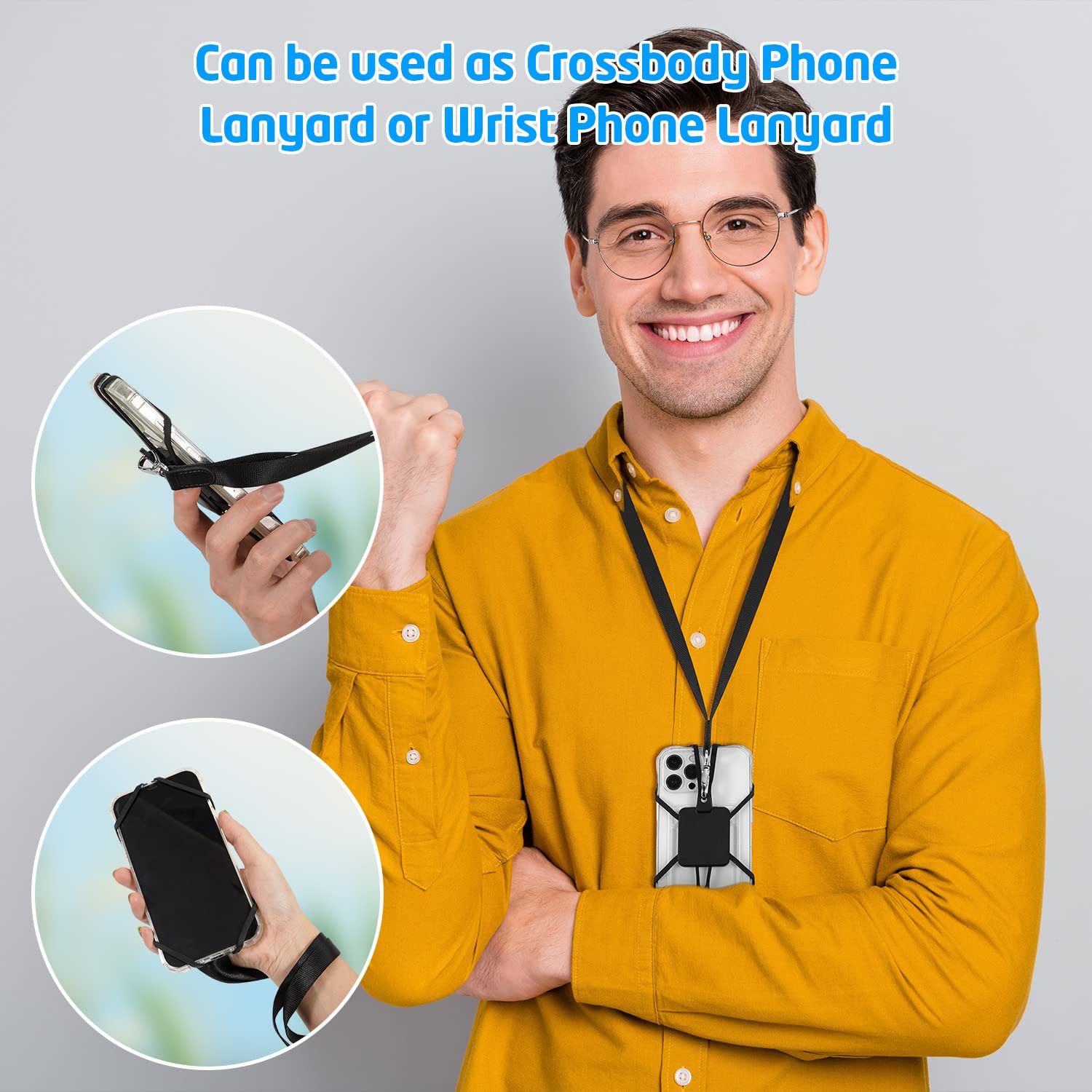WixGear Magnetic Phone Lanyard Holder - Adjustable Silicone Neck Strap with Strong Magnetic Grip for iPhone 15/14/13, Samsung Galaxy S23/S22, Pixel 7/6 - Hands-Free Convenience for Running, Travel, Work & Outdoor Activities