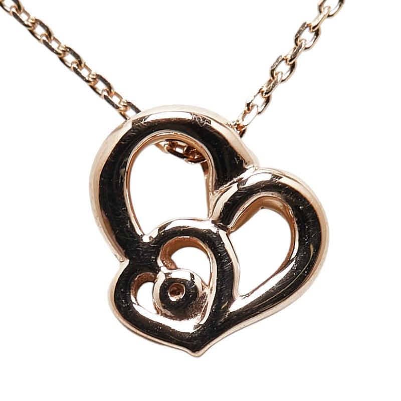 4℃ K10PG Heart Motif Diamond Necklace - 14K Rose Gold Pendant for Women, Valentine's Gift, Anniversary Jewelry - Perfect for Romantic Dates, Weddings & Special Occasions