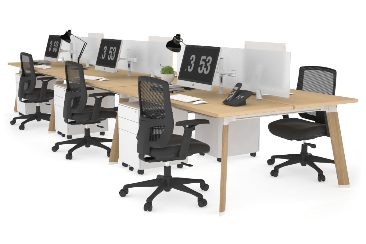 6-Person Wooden Workstation with Switch - 1800L x 700W Office Desk for Team Collaboration & Conference Meetings