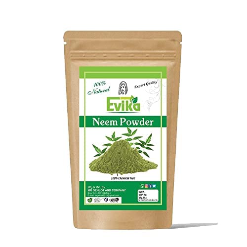 Evika Pure Neem Leaves Powder - 100% Natural Anti-Acne Face Mask & Hair Pack for Clear Skin | Fights Pimples, Dandruff & Promotes Hair Growth | Perfect for Daily Skincare & Hair Care Routine