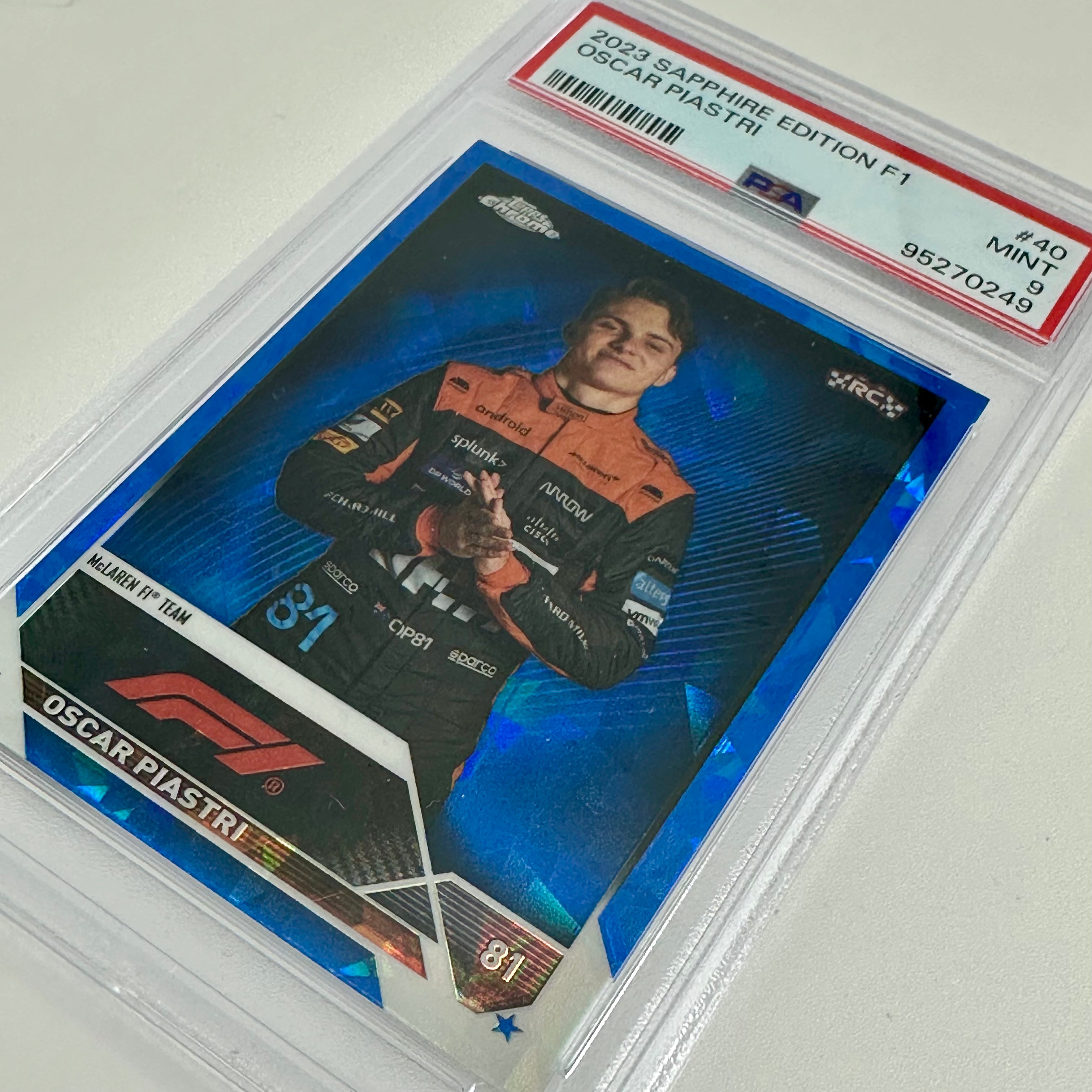 2023 Topps Chrome F1 Oscar Piastri #40 Sapphire Rookie Card PSA 9 - Perfect for F1 Collectors, Racing Fans, and Sports Memorabilia Enthusiasts