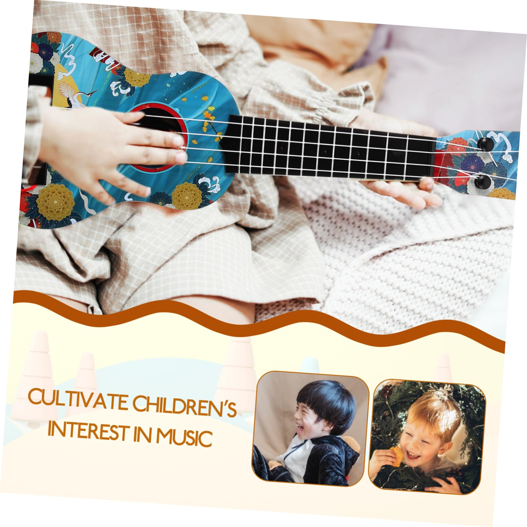 ORFOFE 21 Inch Ukulele - Wooden Mini Guitar for Kids & Beginners | Portable Musical Instrument for Travel, Beach, Camping & Home Play