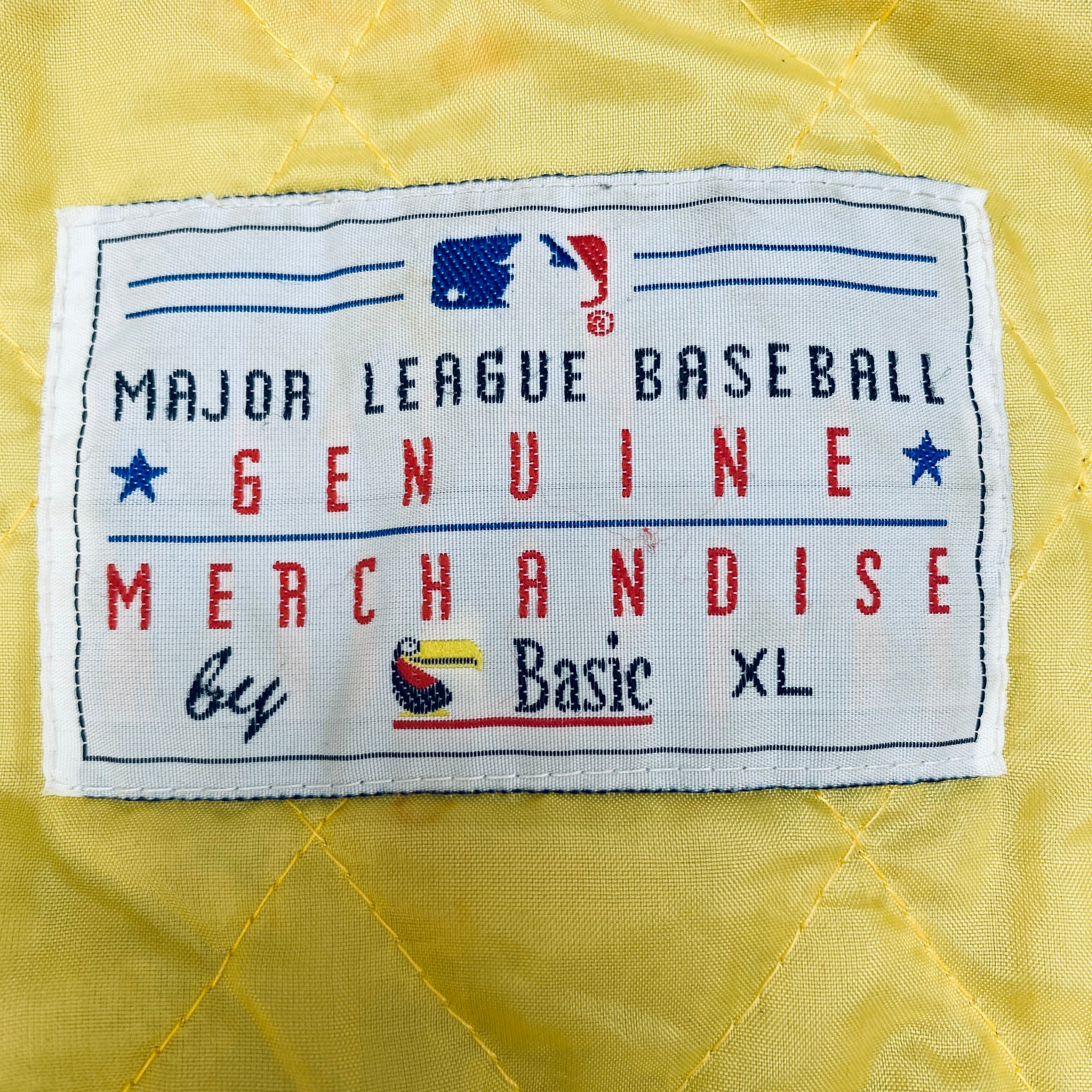 Pittsburgh Pirates 1990s Vintage Reverse Embroidered Spellout Stone Wash Full Zip Bomber Jacket - XL Size | Retro Baseball Fan Gift & Game Day Outfit