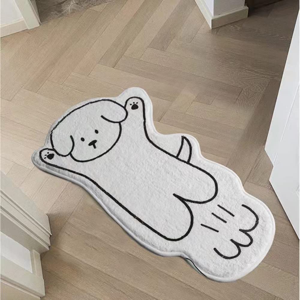 Non-Slip Absorbent Bath Mat - Soft Machine Washable Wool Rug for Bathroom & Kitchen - Pet Friendly Cute Abstract Design (19.68''x31.5'') - Perfect for Bathroom Safety & Pet Comfort