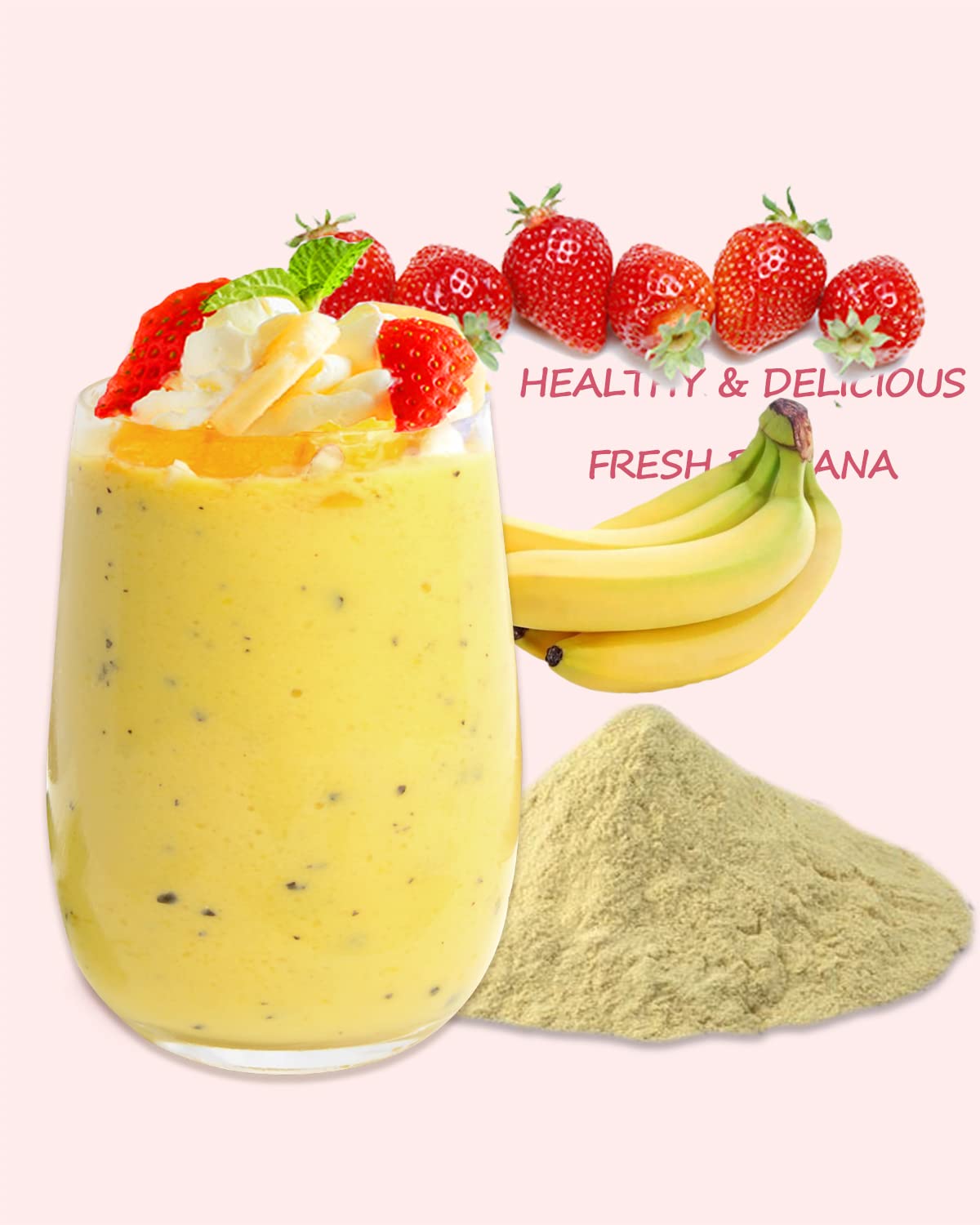Freeze Dried Banana Powder 4oz - 100% Natural Banana Fruit Powder for Baking, Smoothies, Cakes & Healthy Snacks - Perfect for Vegan Recipes, Protein Shakes and Dessert Toppings