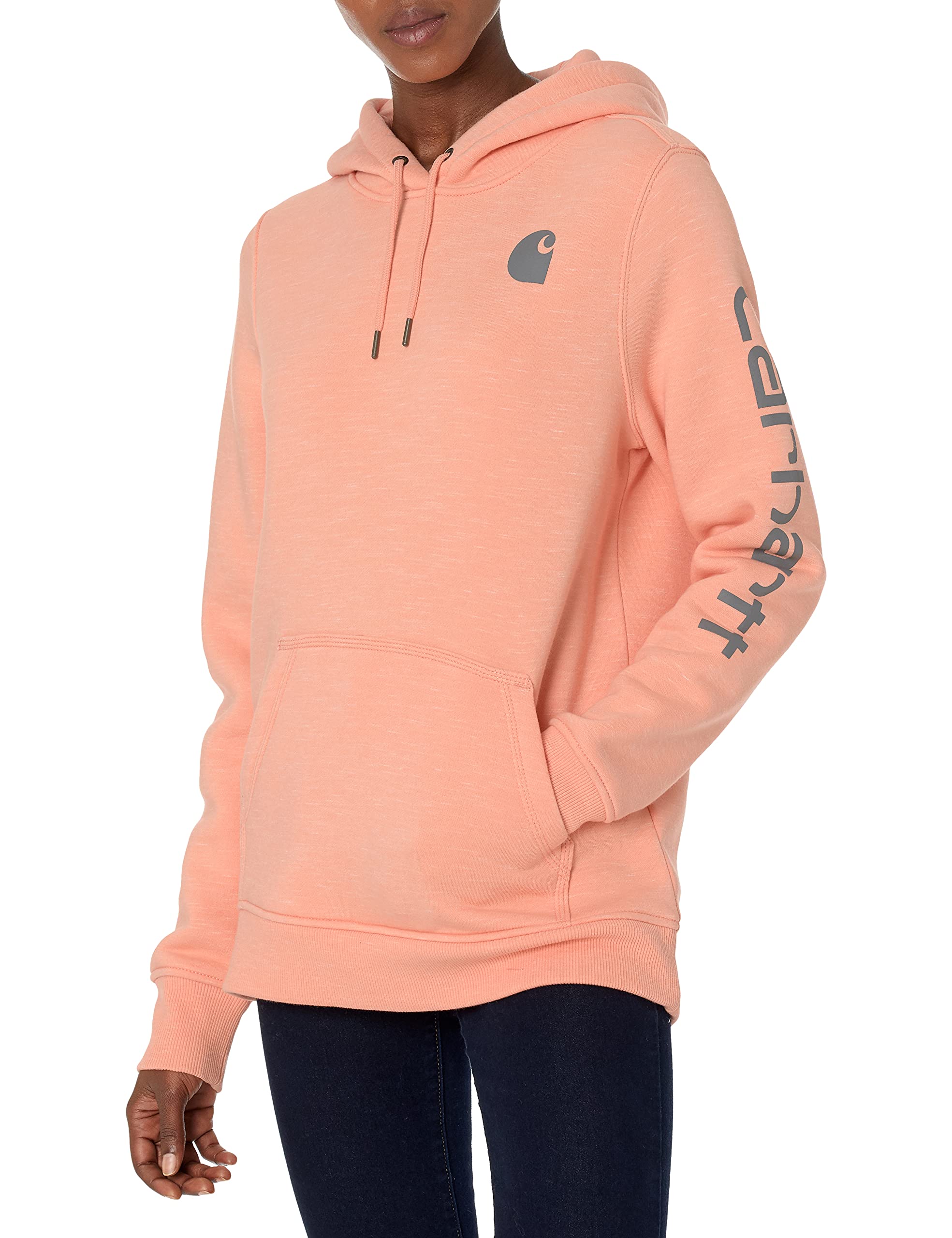 Carhartt Women's Relaxed Fit Midweight Logo Sleeve Graphic Sweatshirt - Cozy Casual Pullover for Work, Outdoor & Everyday Wear