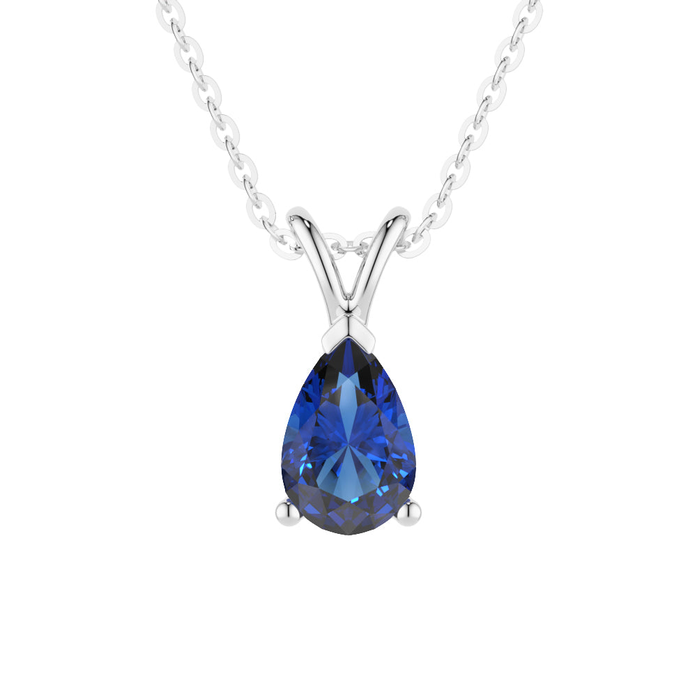 Elegant Sapphire Solitaire Pendant & Blue Stud Earrings Set for Women | 925 Sterling Silver Jewelry Gift | Perfect for Weddings, Anniversaries & Special Occasions