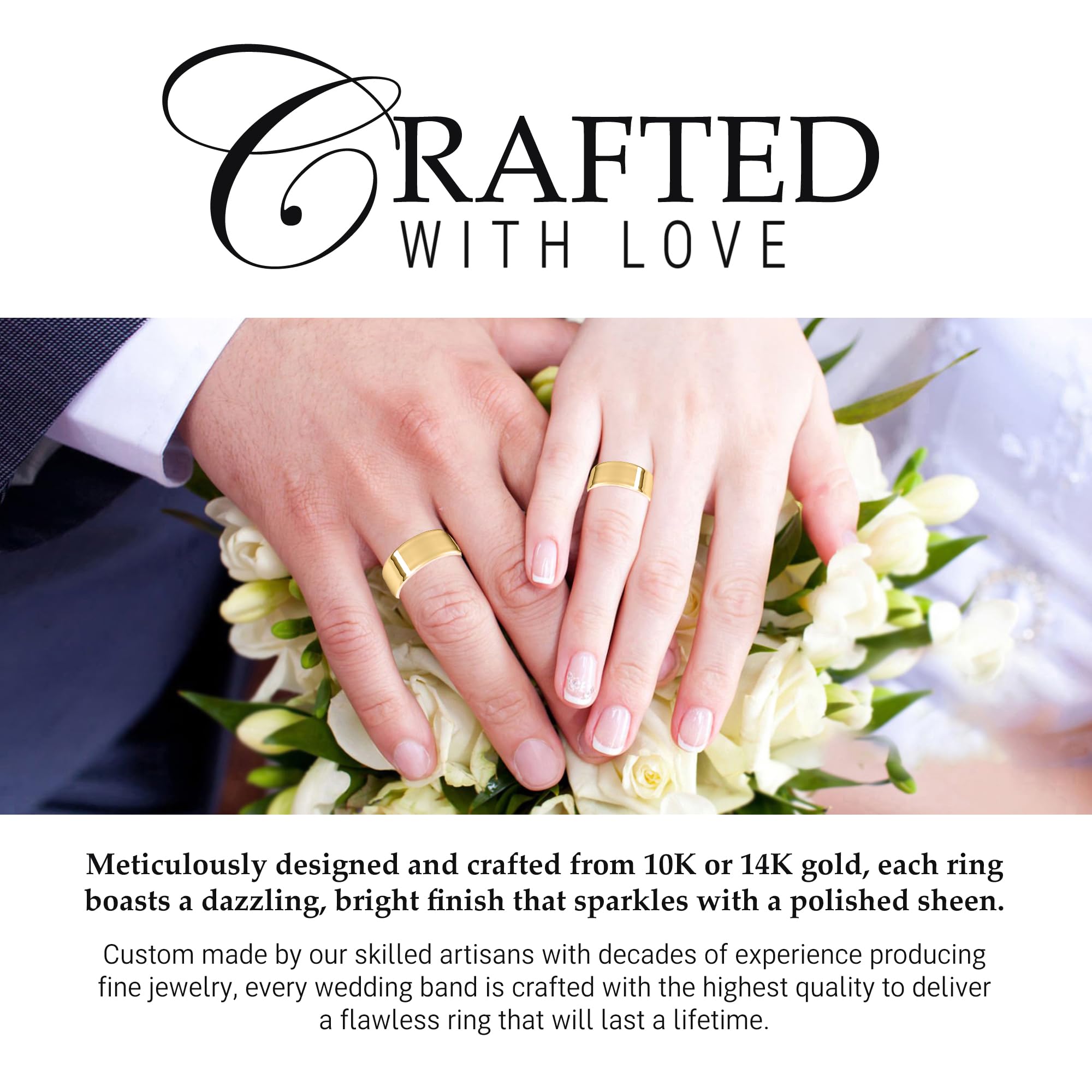 7mm Solid Gold Wedding Band for Women & Men - 10k/14k Yellow or White Gold Comfort Fit Ring - Perfect for Engagement, Anniversary & Everyday Wear