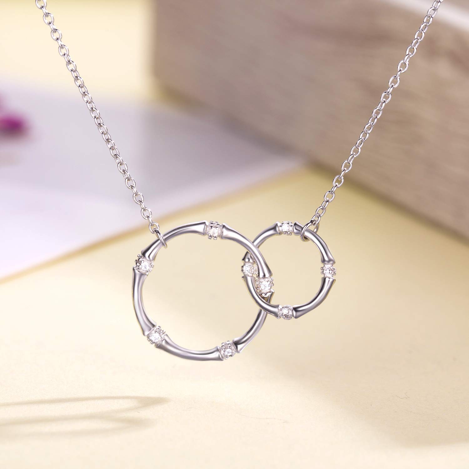 Sterling Silver Infinity Circle Necklace for Mom - Elegant 2 Circle Pendant Jewelry, Perfect Mother's Day & Birthday Gift for Women - Ideal for Daily Wear, Special Occasions & Heartfelt Surprises