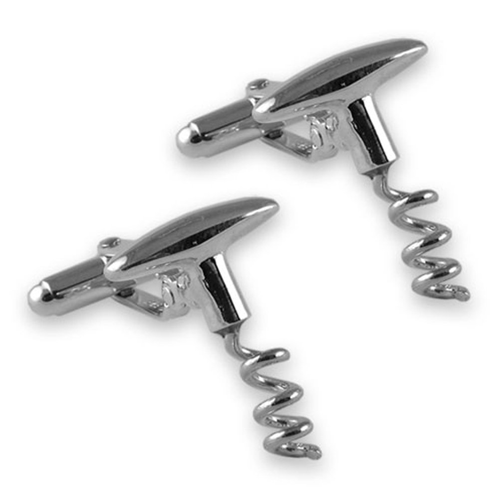 Premium Sterling Silver Corkscrew Cufflinks for Men - Elegant Wine Bottle Opener Design - Perfect Gift for Weddings, Business Meetings & Formal Occasions