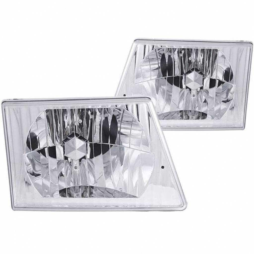 ANZO Crystal Chrome Headlights for 1992-1998 Ford E-350 Econoline | 111026 | Upgrade Your Van's Style & Night Visibility