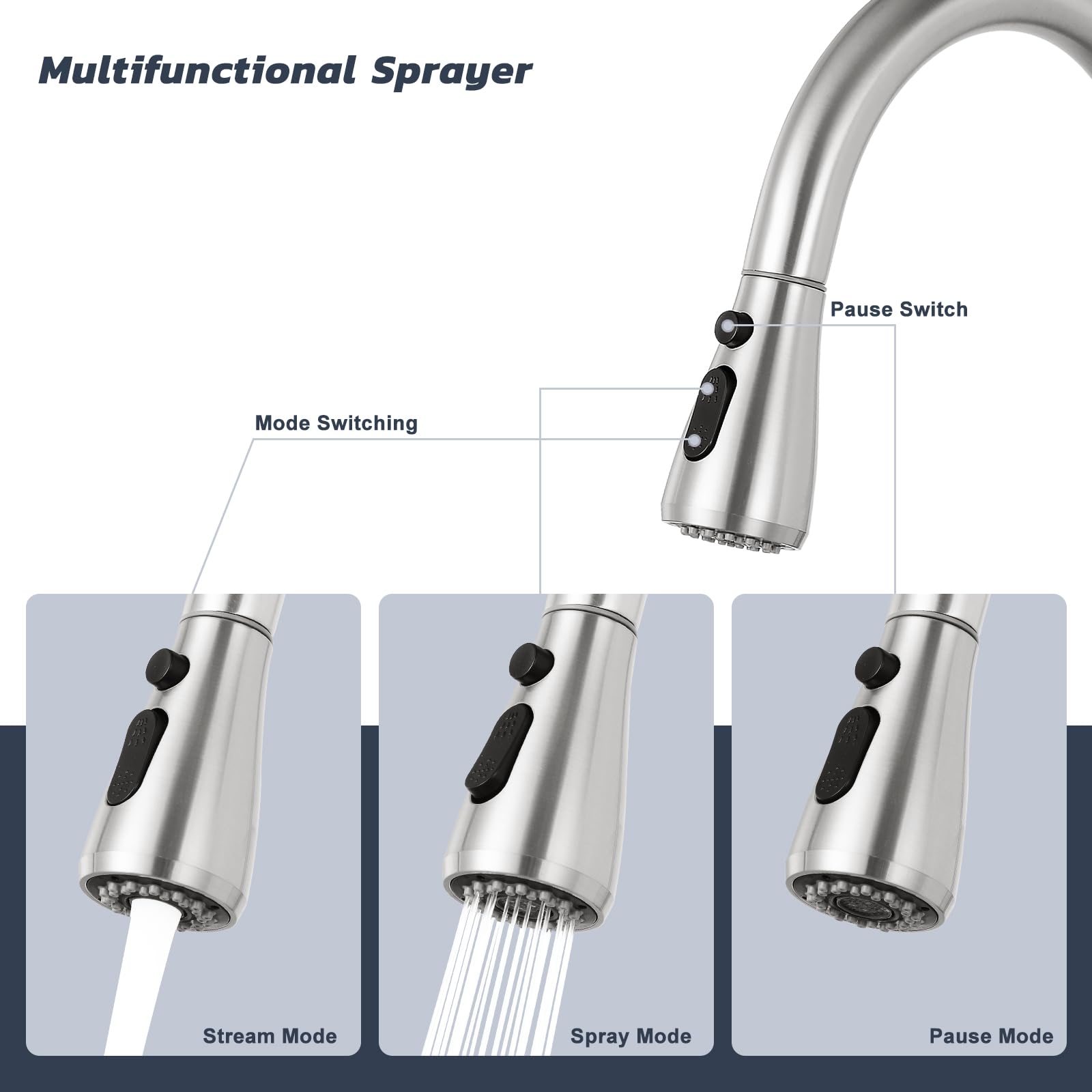Stainless Steel Pull Down Kitchen Faucet - High Arc Brushed Nickel for Modern Sinks