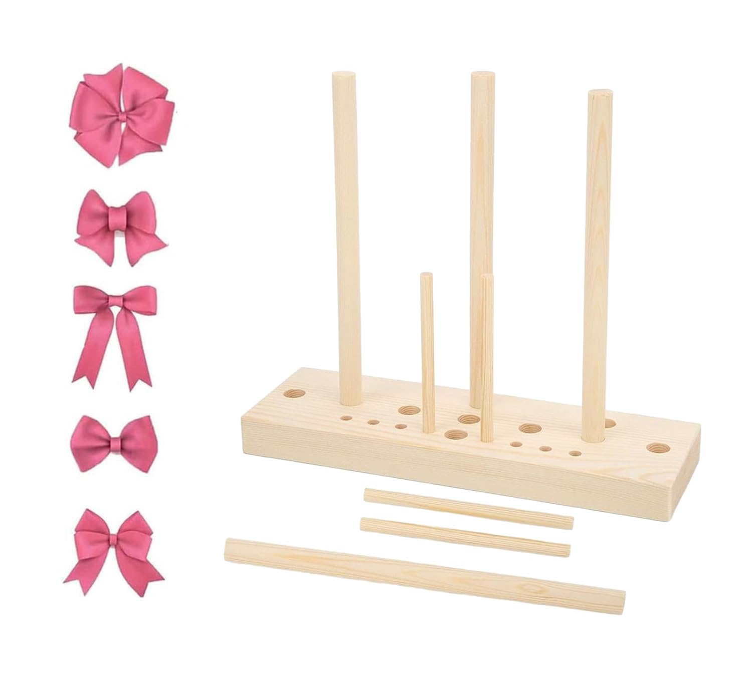 Fyearfly Adjustable Wooden DIY Bow Maker Tool - Multi Size Ribbon Bow Maker for Wreaths, Gift Wrapping, Corsages & Hair Accessories - Perfect for Crafts, Wedding Decorations and Holiday Gift Bows