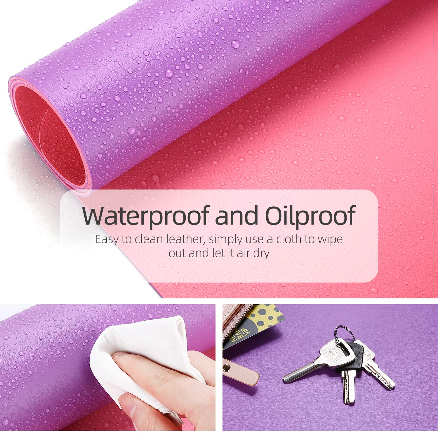 YSAGi Large Leather Desk Mat - Waterproof Dual-Sided Mouse Pad for Keyboard & Mouse (23.6
