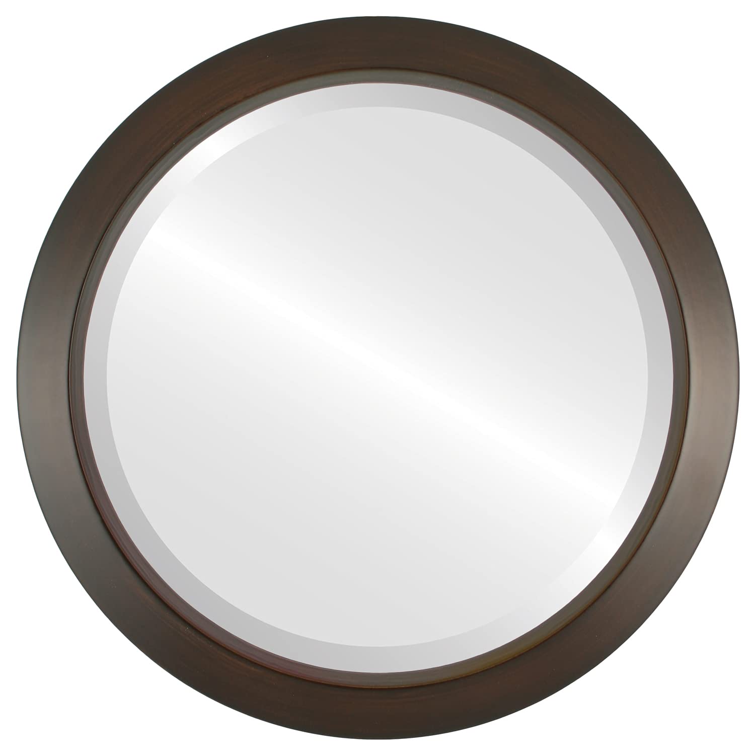 Regatta Style Round Beveled Wall Mirror 26x26 Inches - Mocha Brown Ovalcrest Decorative Mirror for Living Room, Bedroom & Entryway - Home Decor Accent Mirror