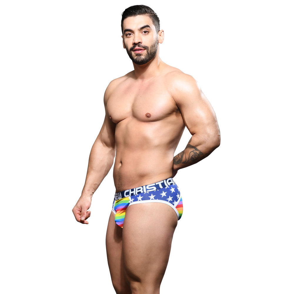 Andrew Christian Almost Naked Star Pride Brief - Ultra Soft Men's Underwear for Comfort & Style - Perfect for Gym, Lounge & Everyday Wear