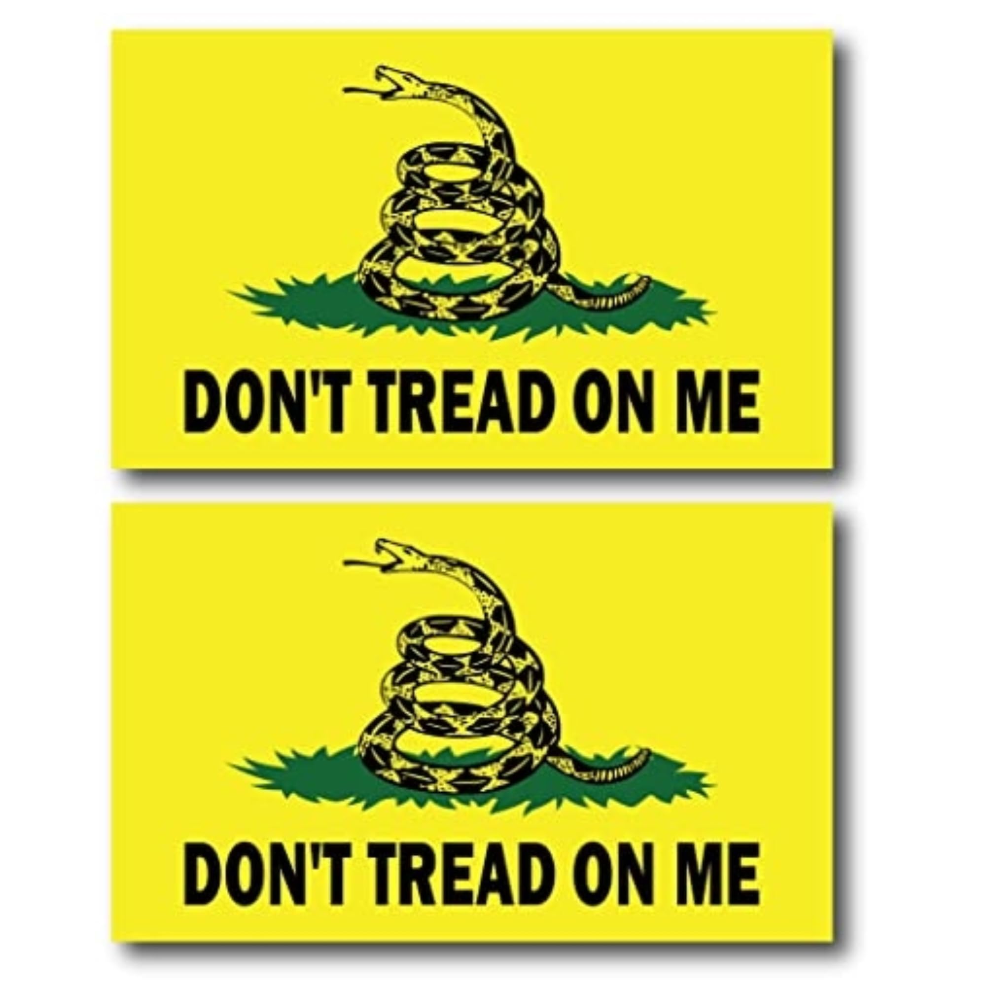 Don't Tread on Me Gadsden Flag Car Magnet - 3x5 Inch Heavy Duty Automotive Decal (2 Pack) - Yellow, Green & Black - Perfect for Cars, Trucks & SUVs - Show Patriotism on Your Vehicle