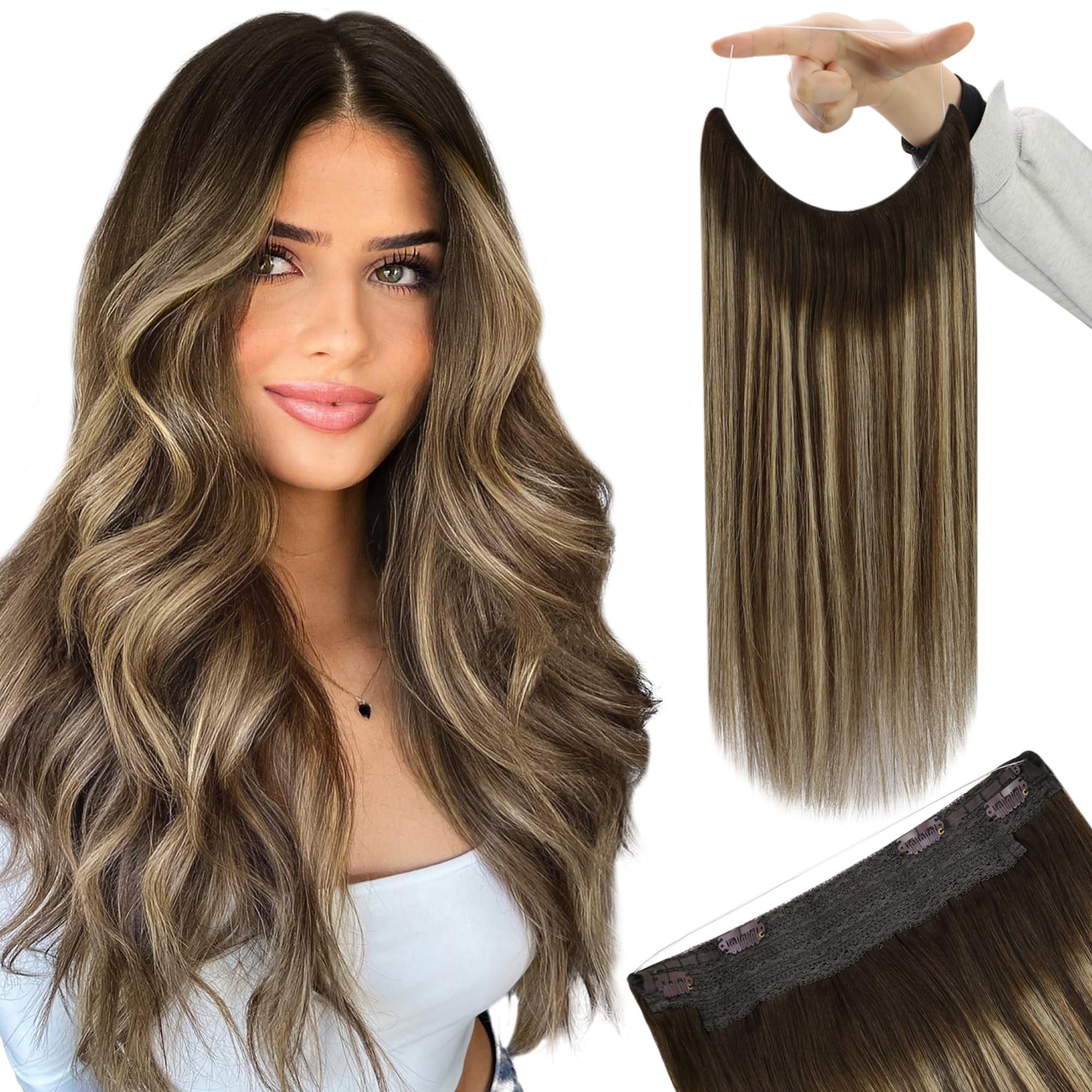 Premium 100% Human Hair Wire Hair Extensions for Women - Clip-In, Heat Resistant, Natural Look for Daily Styling & Special Occasions