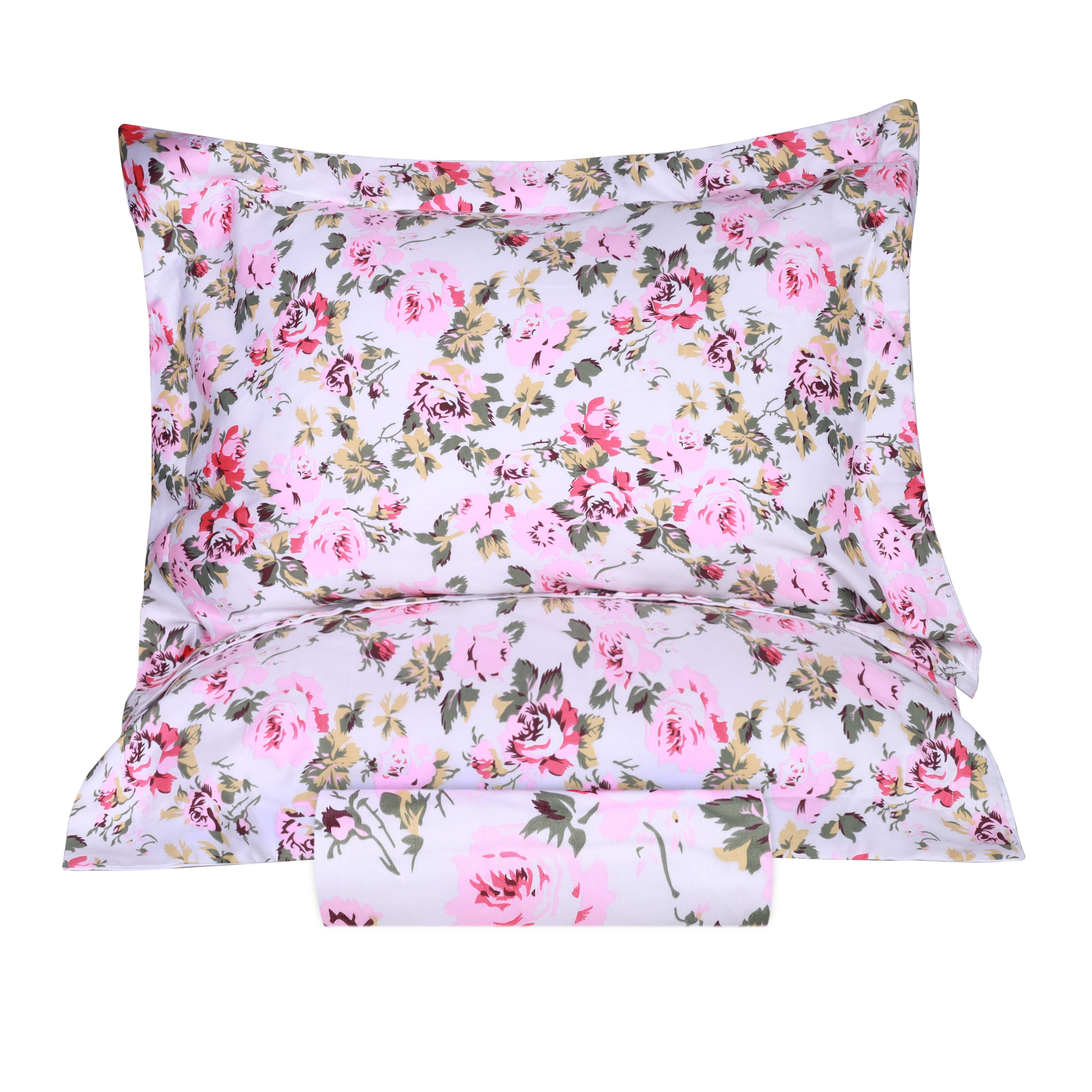 300 Thread Count Solid & Floral Cotton Duvet Cover Set - All Season Soft Bedding for Master Bedroom, Guest Room & Vacation Homes