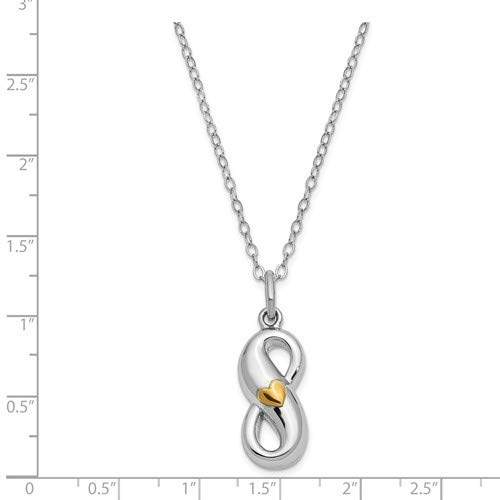 Rhodium-Plated Sterling Silver Gold-Tone Infinite Love Ash Holder Pendant Necklace for Women - 18