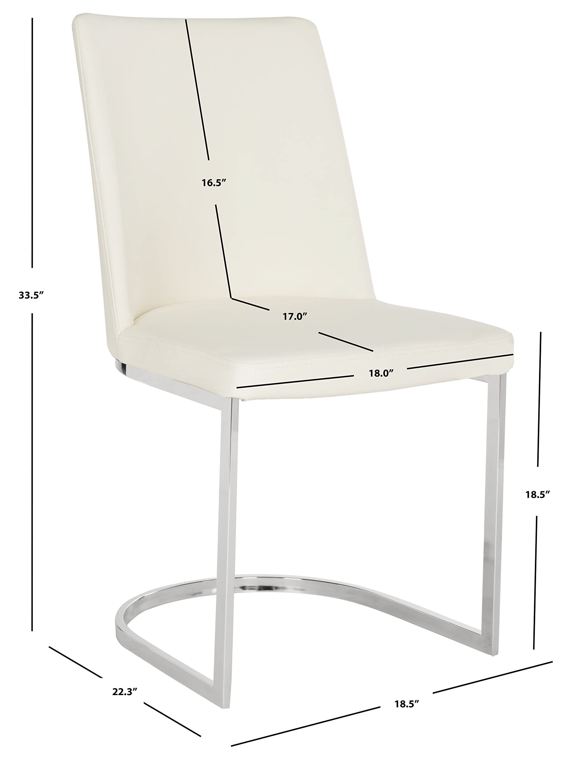 Safavieh Parkston White Glam Side Chair - Elegant Dining Room Accent Chair for Home Decor, Kitchen, and Living Room