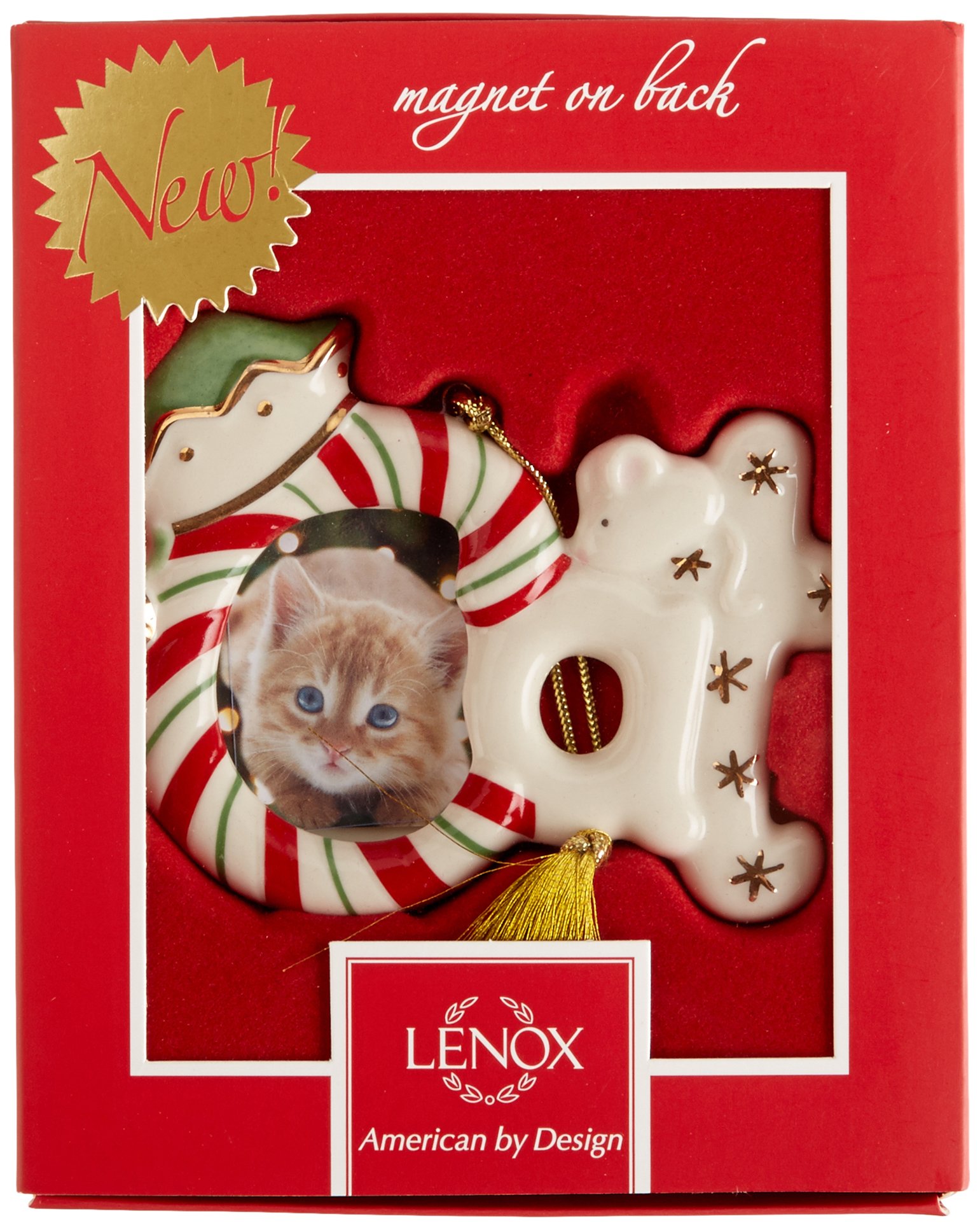 Lenox 3-Inch Cat Frame Ornament & Magnet - Perfect for Christmas Tree Decor, Fridge Magnets, and Gift Giving