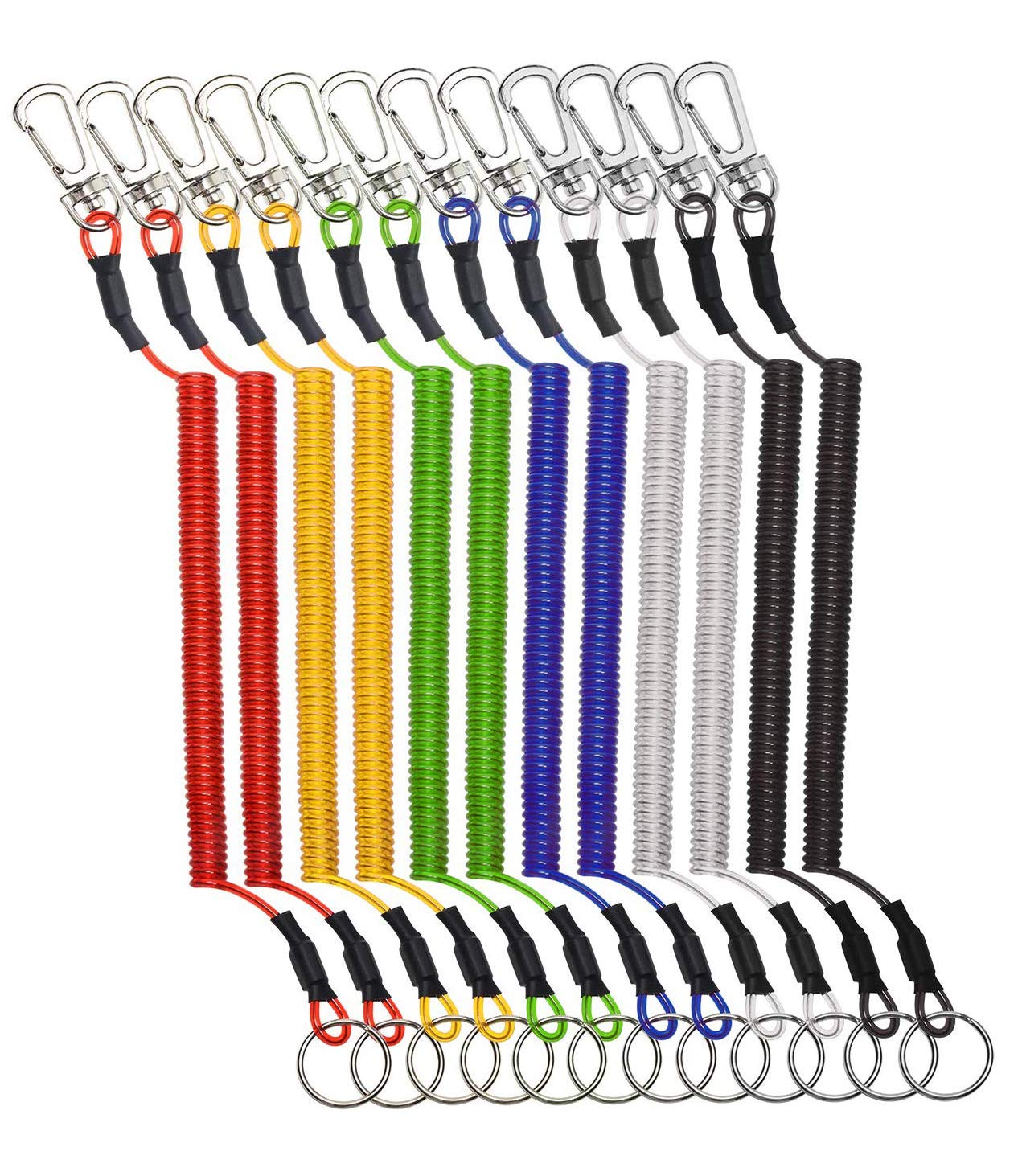 12Pcs Retractable Spring Lanyards - Keychain & Badge Holder for Casino Cards