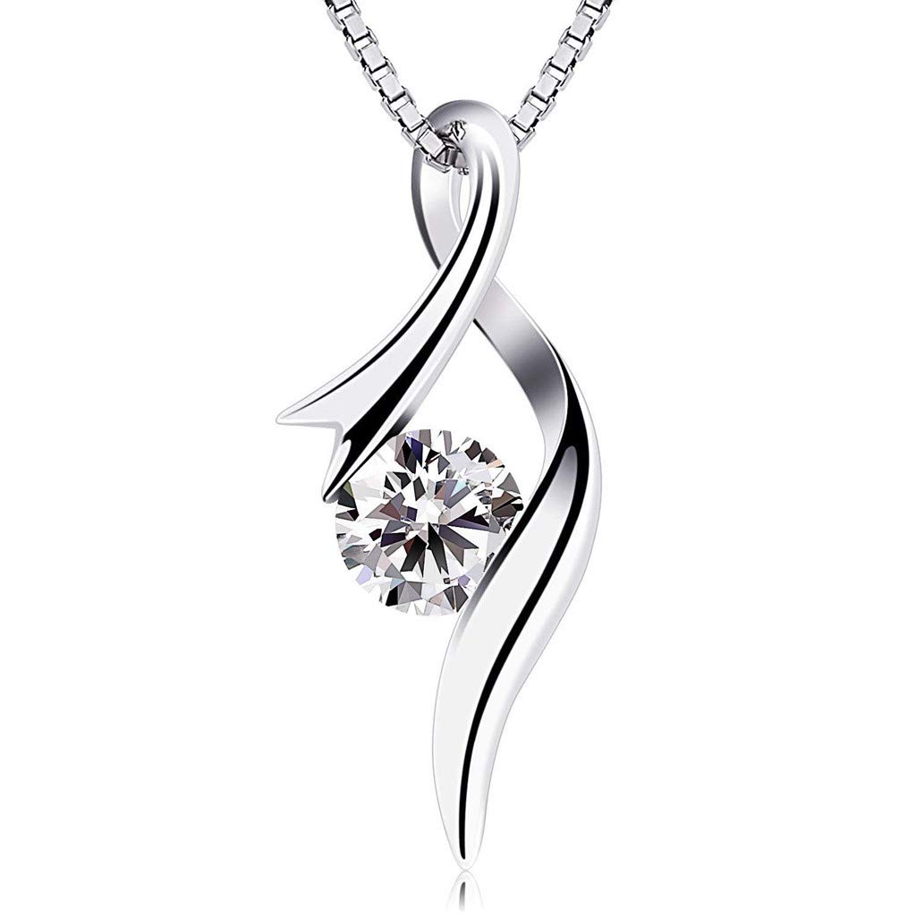 Elegant FWBNUIF Cubic Zirconia Heart Pendant Necklace for Women - Sterling Silver Plated Hollow Charm Necklace - Perfect Birthday Gift for Girlfriend, Wife, Mother | Valentine's Day, Anniversary, Wedding Jewelry Gift Idea