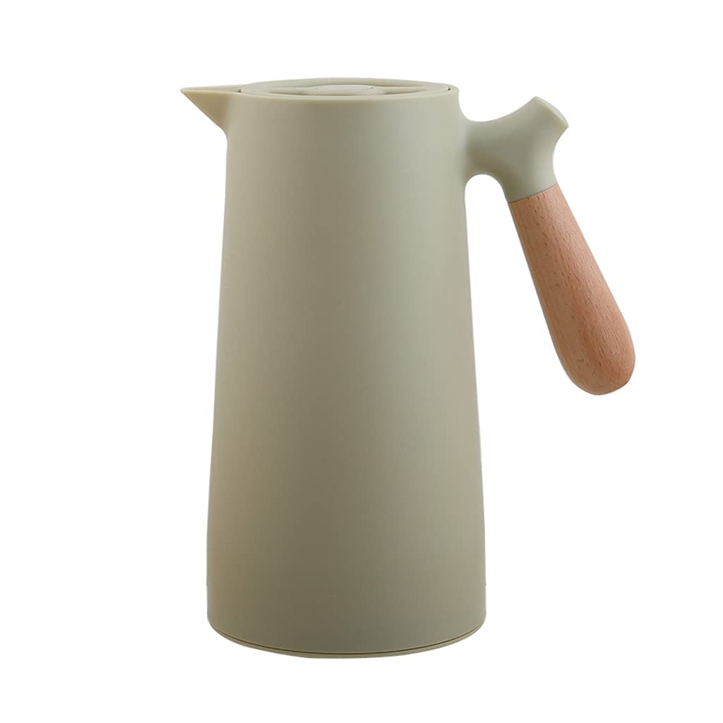 MISS Z 1L Large Capacity Nordic Style Insulated Stainless Steel Thermos Flask with Glass Liner - Green Thermal Water Bottle for Coffee, Tea & Hot Drinks - Perfect for Office, Travel & Outdoor Activities