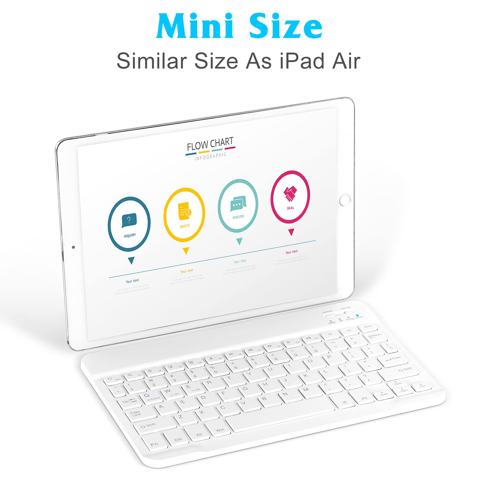 Rechargeable Bluetooth Keyboard and Mouse Combo - Ultra Slim Full-Size Wireless Keyboard with Ergonomic Mouse for Mac, iPad, PC, Laptop, Tablet - Compatible with vivo iQOO 9 SE & All Bluetooth Devices (Pure White) - Perfect for Office Work, Home Use, and Remote Learning