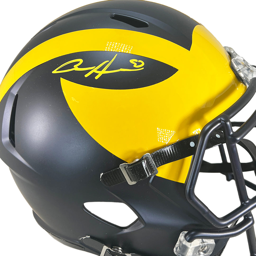 Authentic Aidan Hutchinson Signed Michigan Wolverines Speed Full-Size Replica Football Helmet - Beckett Certified - Perfect for Collectors, Fans, and Sports Memorabilia Displays