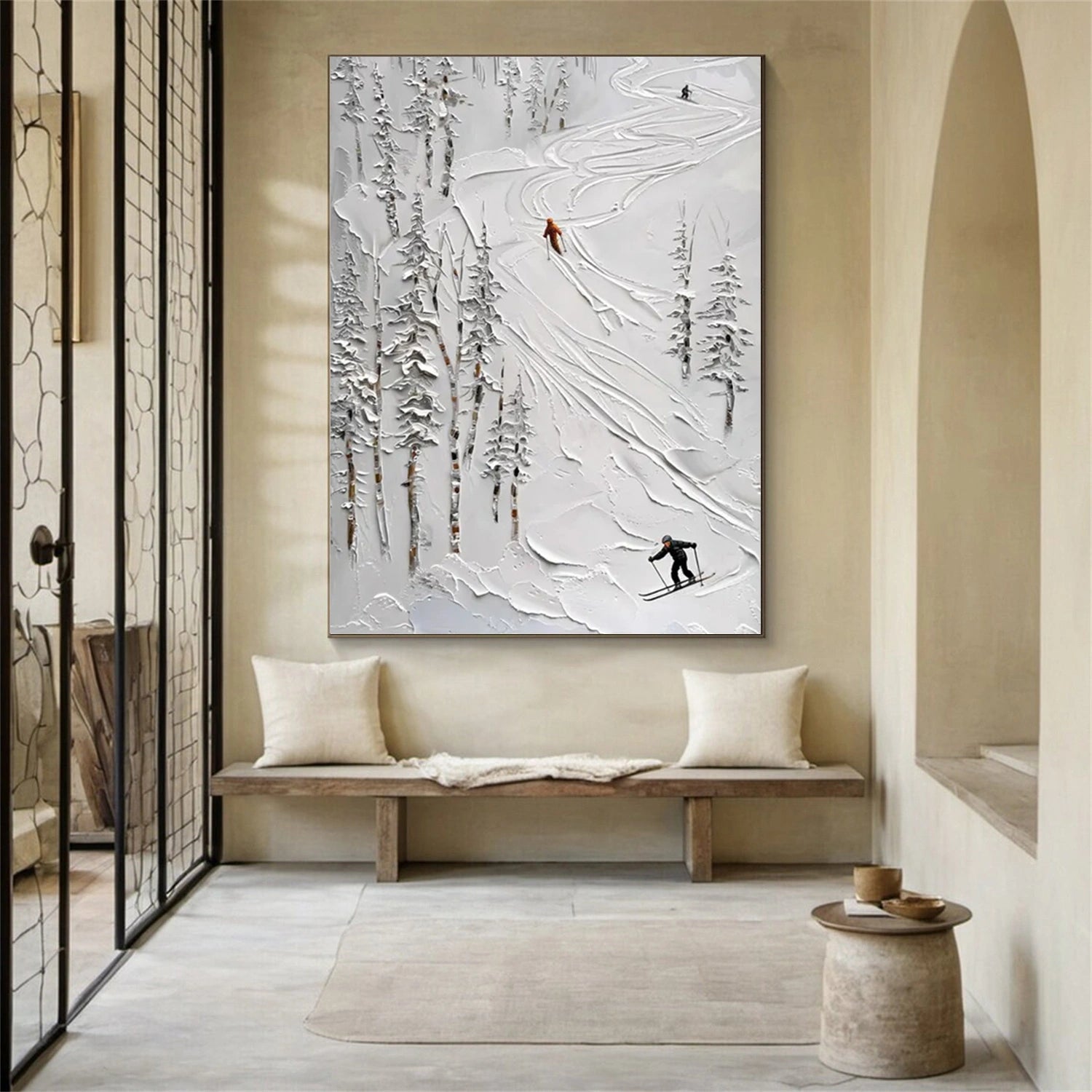SP030 Textured Skiing Sport Art Canvas Painting - Perfect for Home Decor, Office Wall Art & Winter Sports Enthusiasts